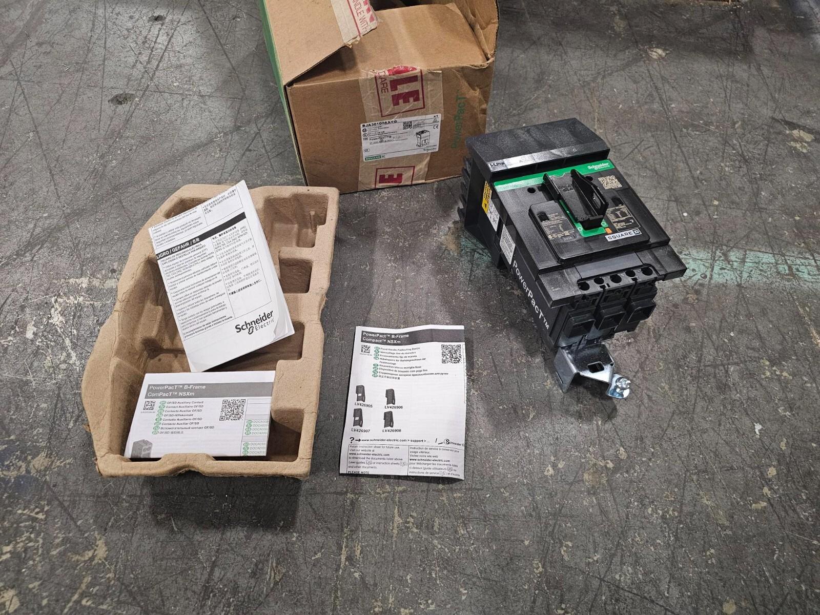 Circuit breaker, PowerPacT B, 100A, 3 pole, 600Y/347VAC, 18kA, I-Line, thermal magnetic, 80%, ABC