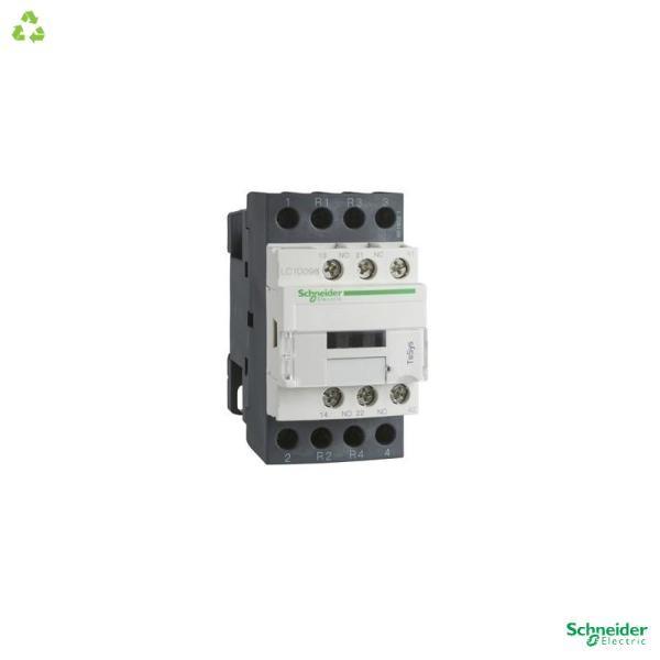 IEC contactor, TeSys Deca, nonreversing, 20A resistive, 4 pole, 2 NO and 2 NC, low consumption 24VDC coil, open style