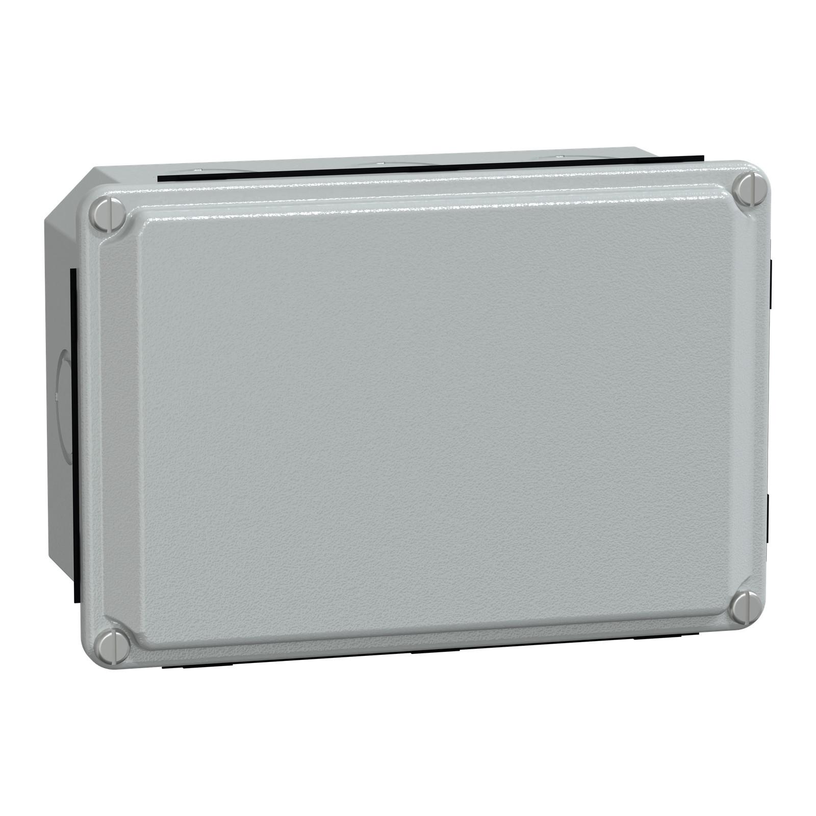 Metal industrial cut-out box - low plain cover - H155xW105xD61 - IP55 - grey