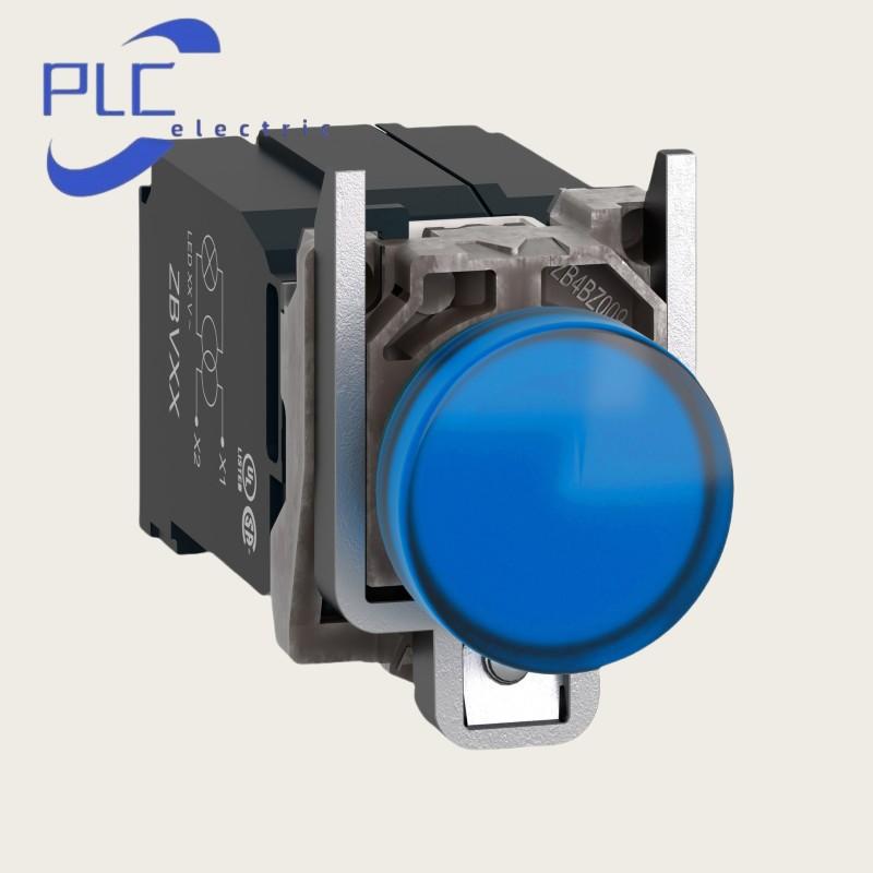 Pilot light, Harmony XB4, metal, protected LED light, blue, 22mm, with plain lens, universal LED, 400V