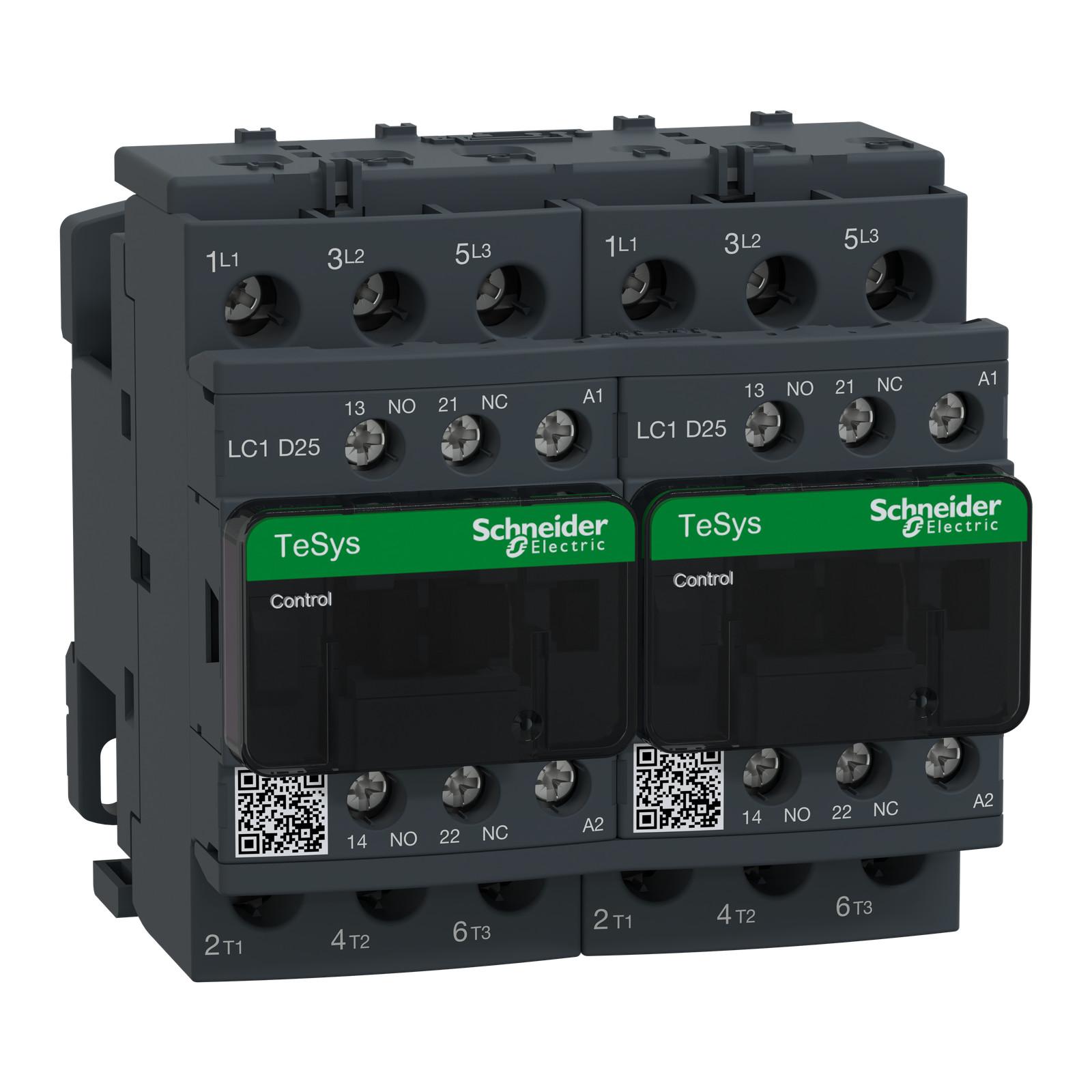 TeSys Deca reversing contactor - 3P(3 NO) - AC-3 - <= 440 V 25 A - 220 V AC coil