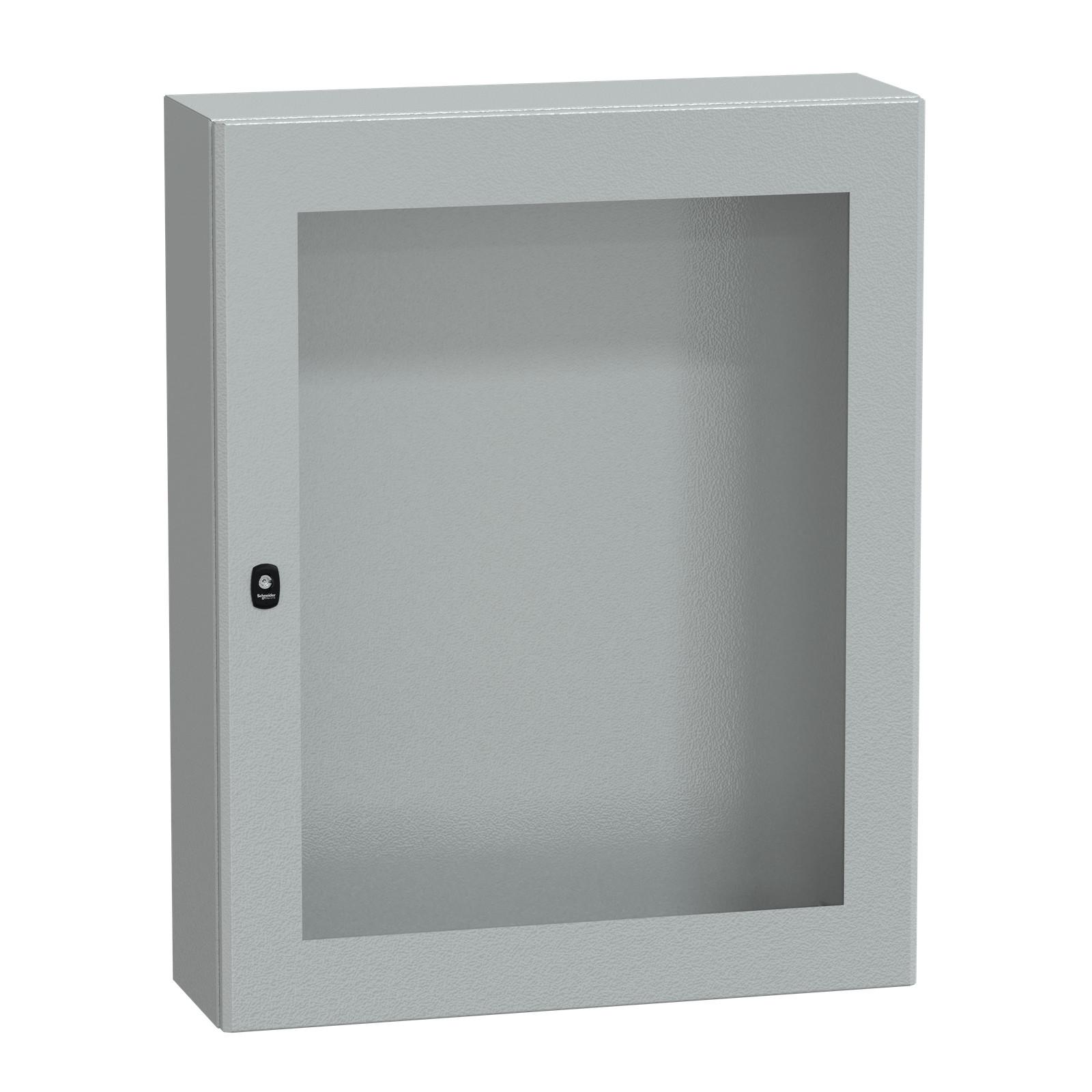 Wall mounted steel enclosure, Spacial S3D, transparent door, without mounting plate, 1000x800x250mm, IP66, IK08