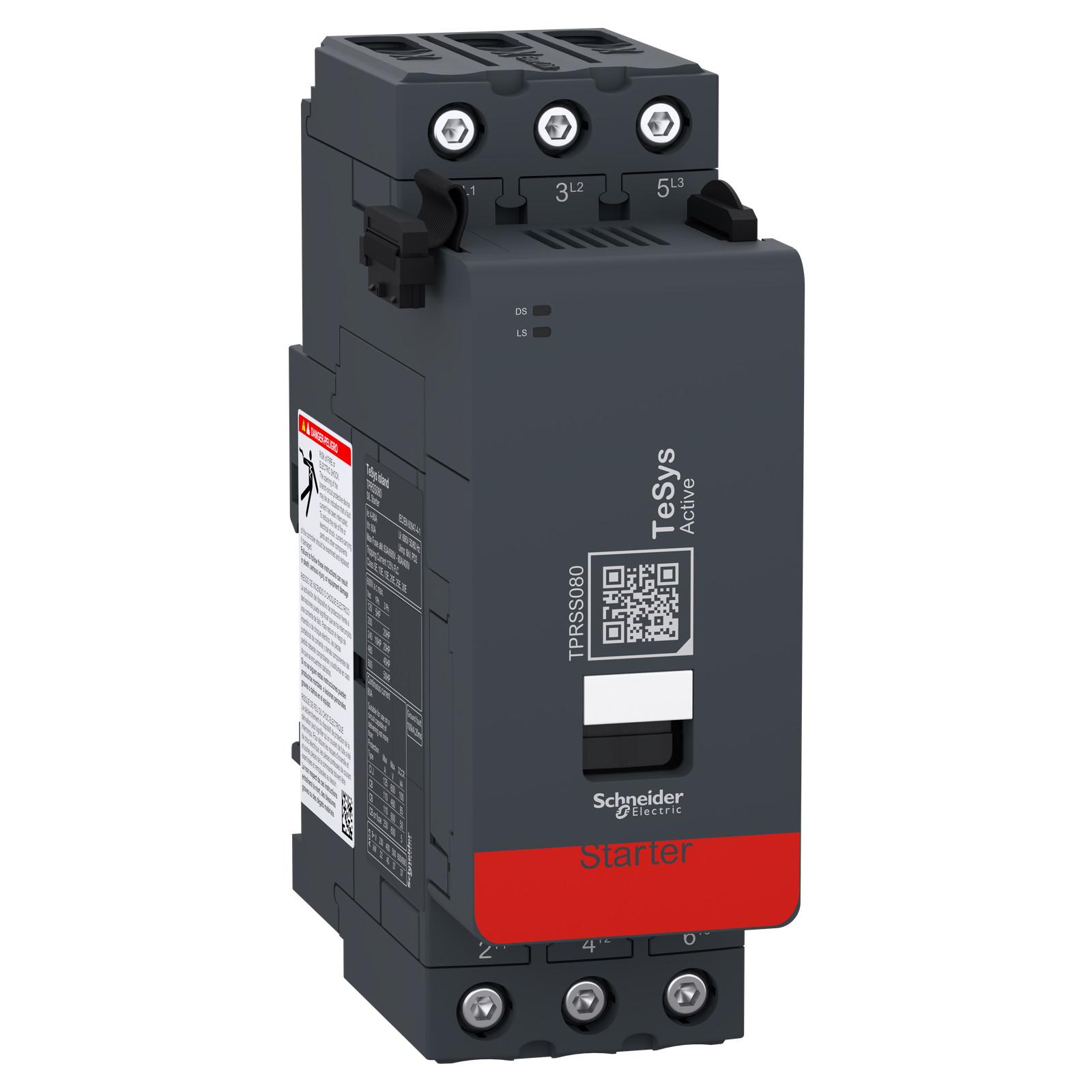 SIL motor starter, TeSys island, 80A at AC-1, 66A at AC-3, 37kW, 40hp, DOL type