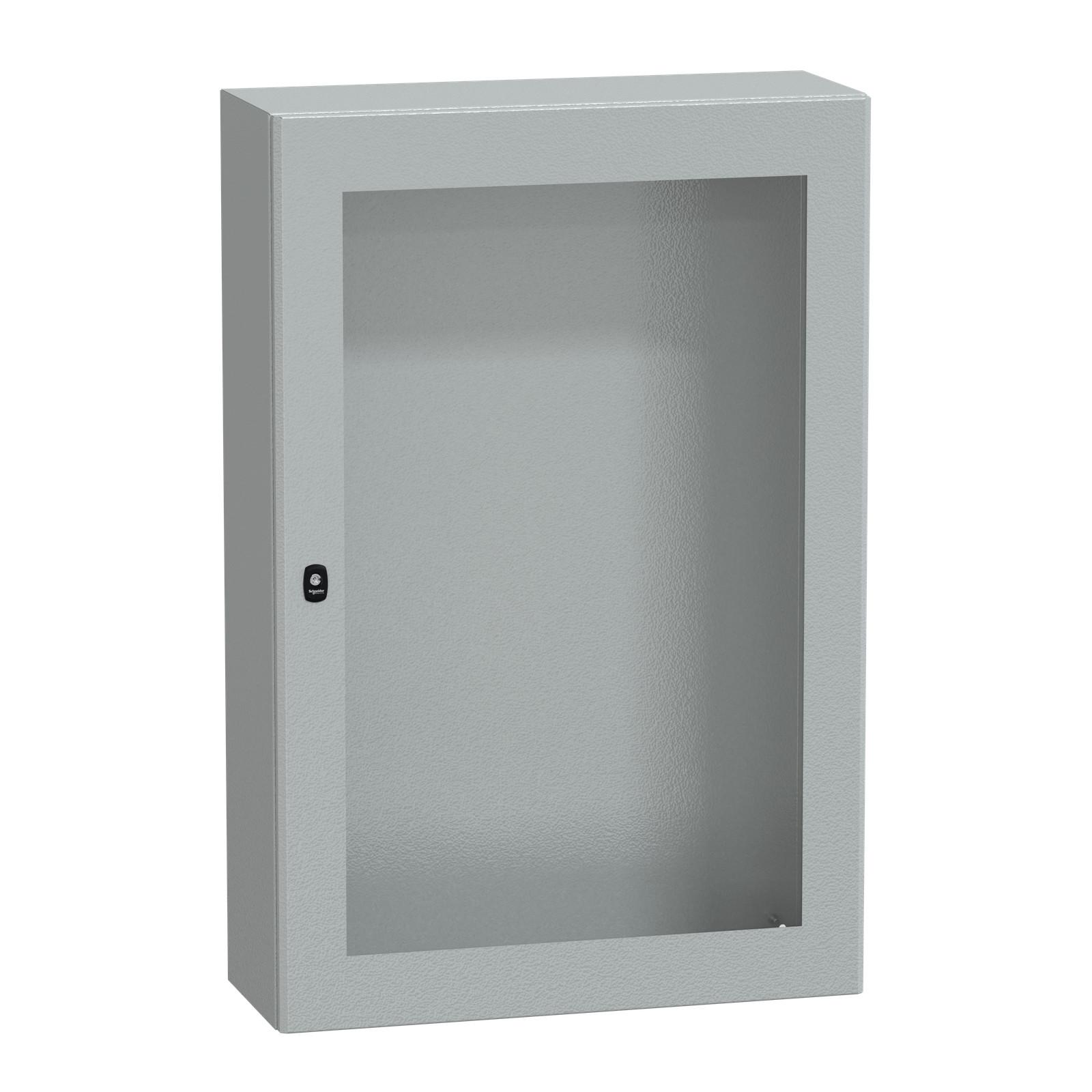 Wall mounted steel enclosure, Spacial S3D, transparent door, without mounting plate, 1200x800x300mm, IP66, IK08