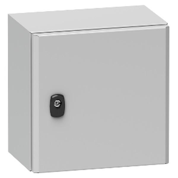 Wall mounted steel enclosure, Spacial S3D, plain door, with mounting plate, 300x400x200mm, IP66, IK10