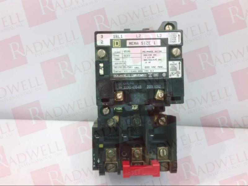 NEMA Motor Starter, Type S, nonreversing, Size 1, 27A, 10 HP at 460 VAC, 5 kA SCCR, 3 phase, 3 pole, melting alloy, 208 VAC coil, NEMA 1