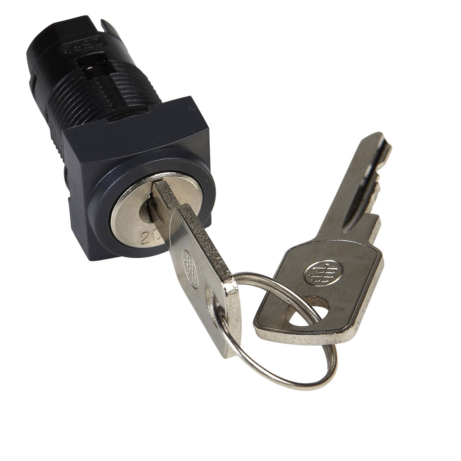 Head for key selector switch, Harmony XB6, square 16mm 3 positions stay put, key 200, key withdrawal at left and center positions