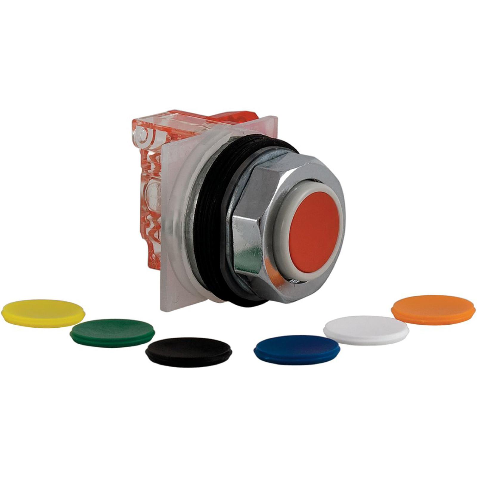 Push button, Harmony 9001K, metal, projecting, 7 colours choice, 30mm, spring return, 1 CO