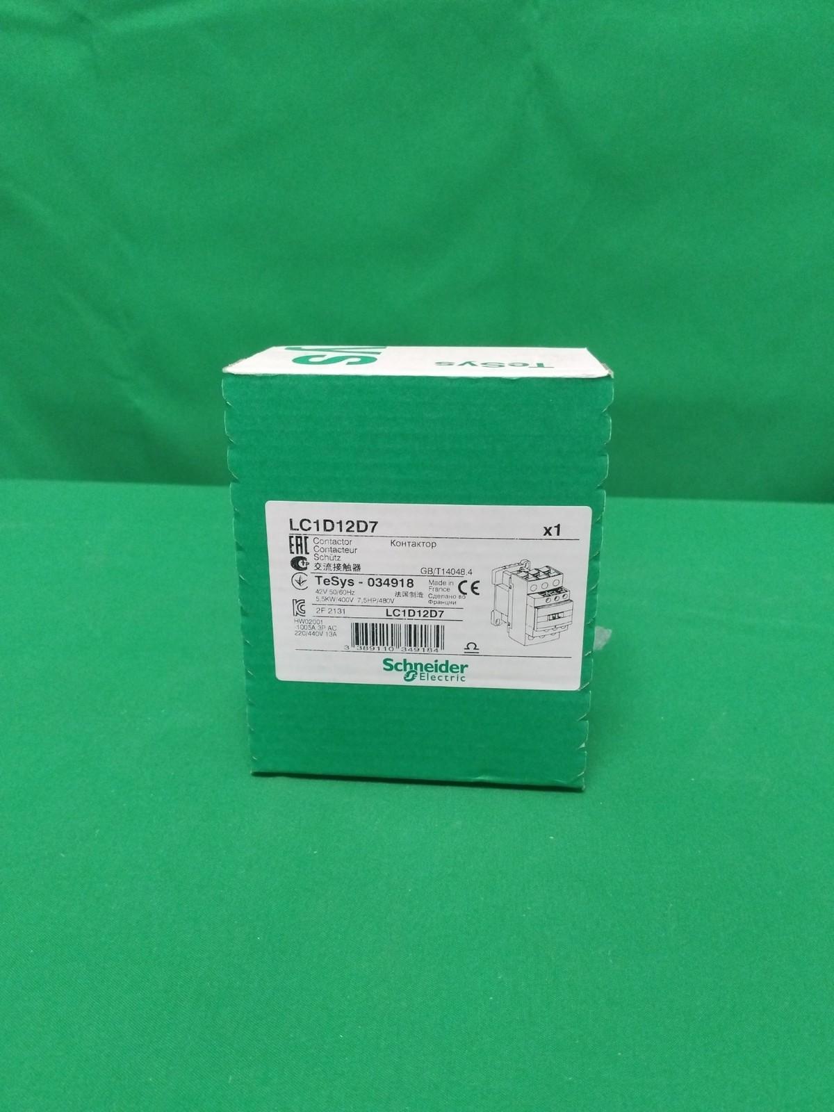 IEC contactor, TeSys Deca, nonreversing, 12A, 7.5HP at 480VAC, up to 100kA SCCR, 3 phase, 3 NO, 42VAC 50/60Hz coil, open