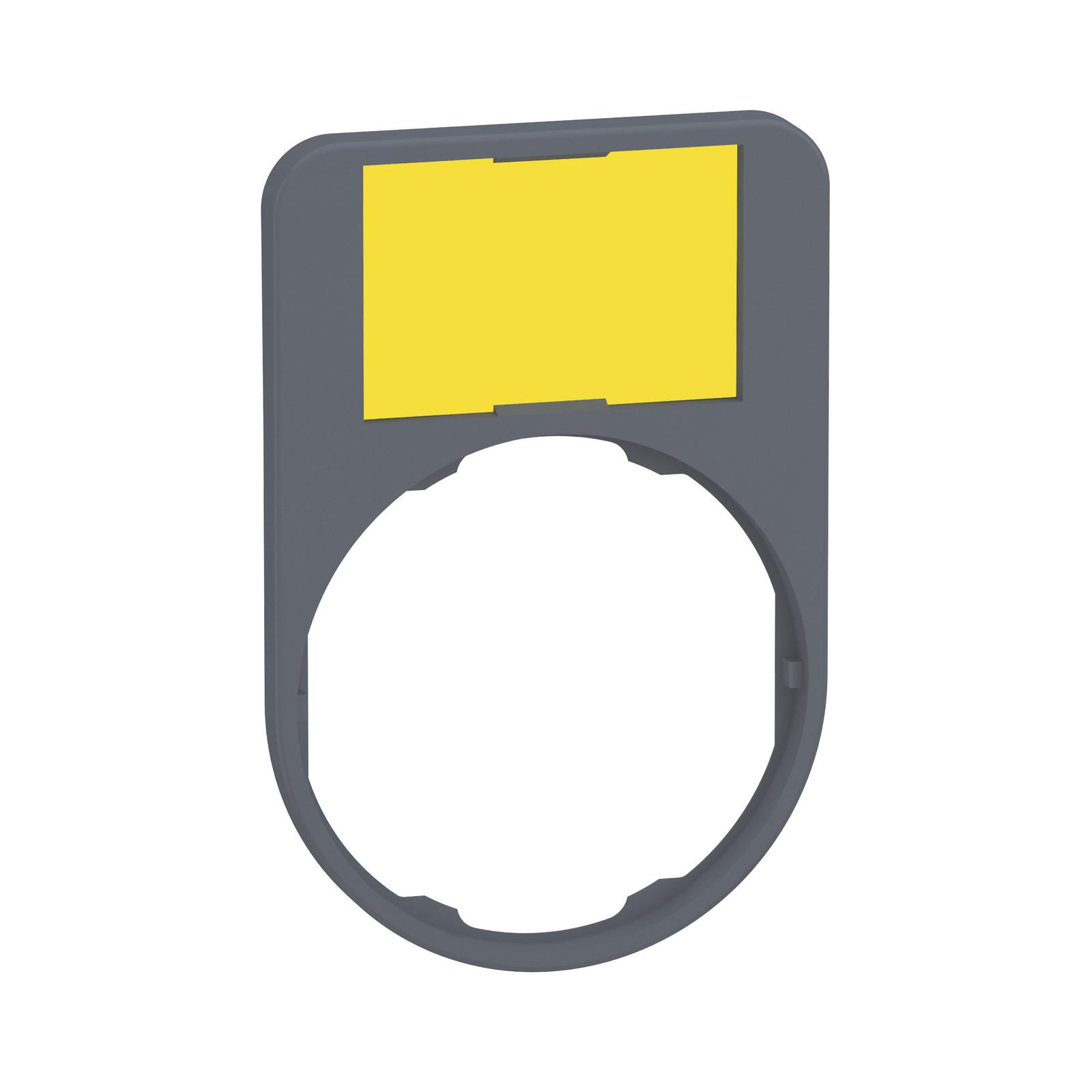 Legend holder, Harmony XB5, 40 x 60mm, for flush mounted heads, grey bezel, with yellow blank legend