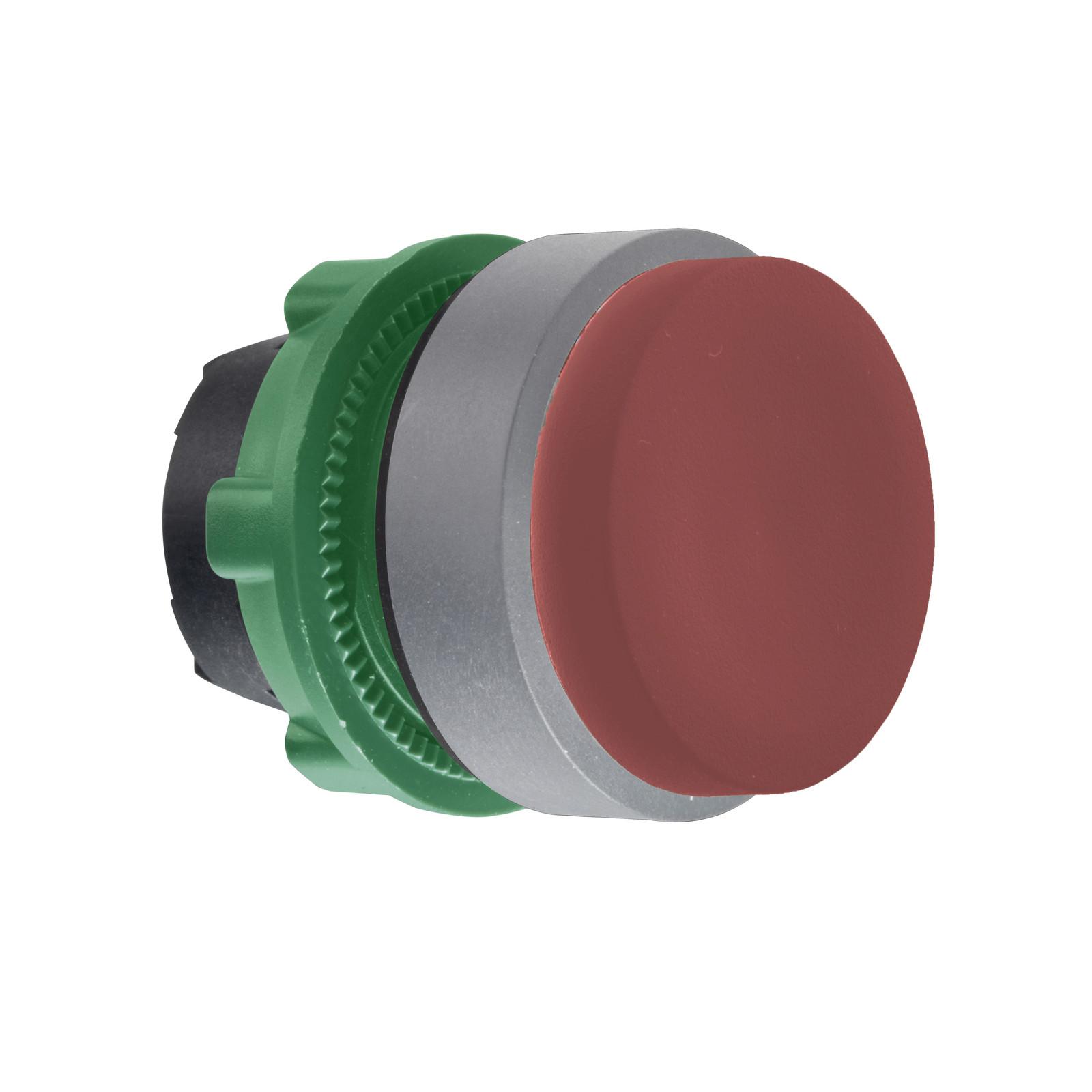 Push button head, Harmony XB5, plastic, projecting, red, 22mm, spring return, unmarked, grey bezel