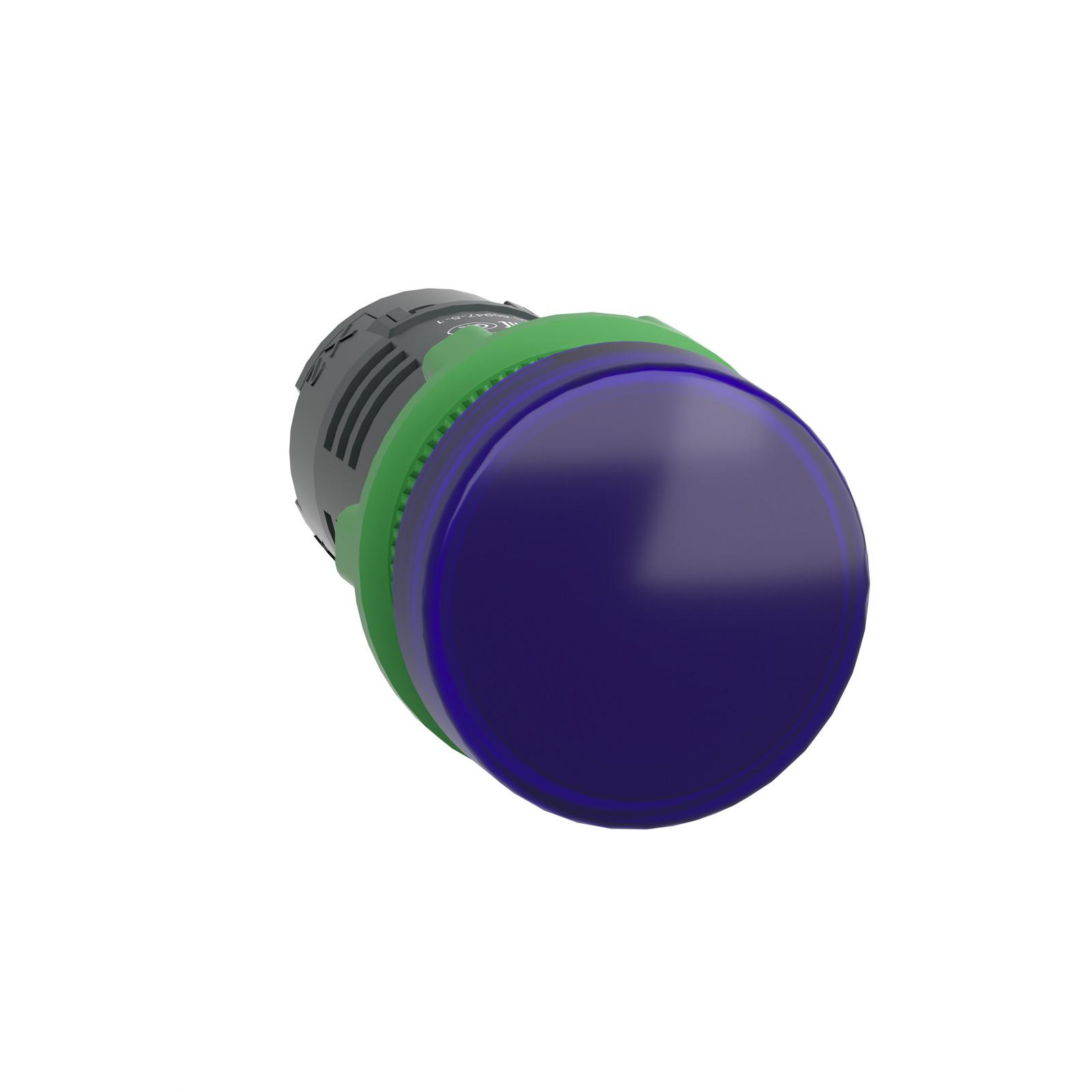Monolithic pilot light, Harmony XB5, grey plastic, blue, 22mm, universal LED, plain lens, 230...240V AC