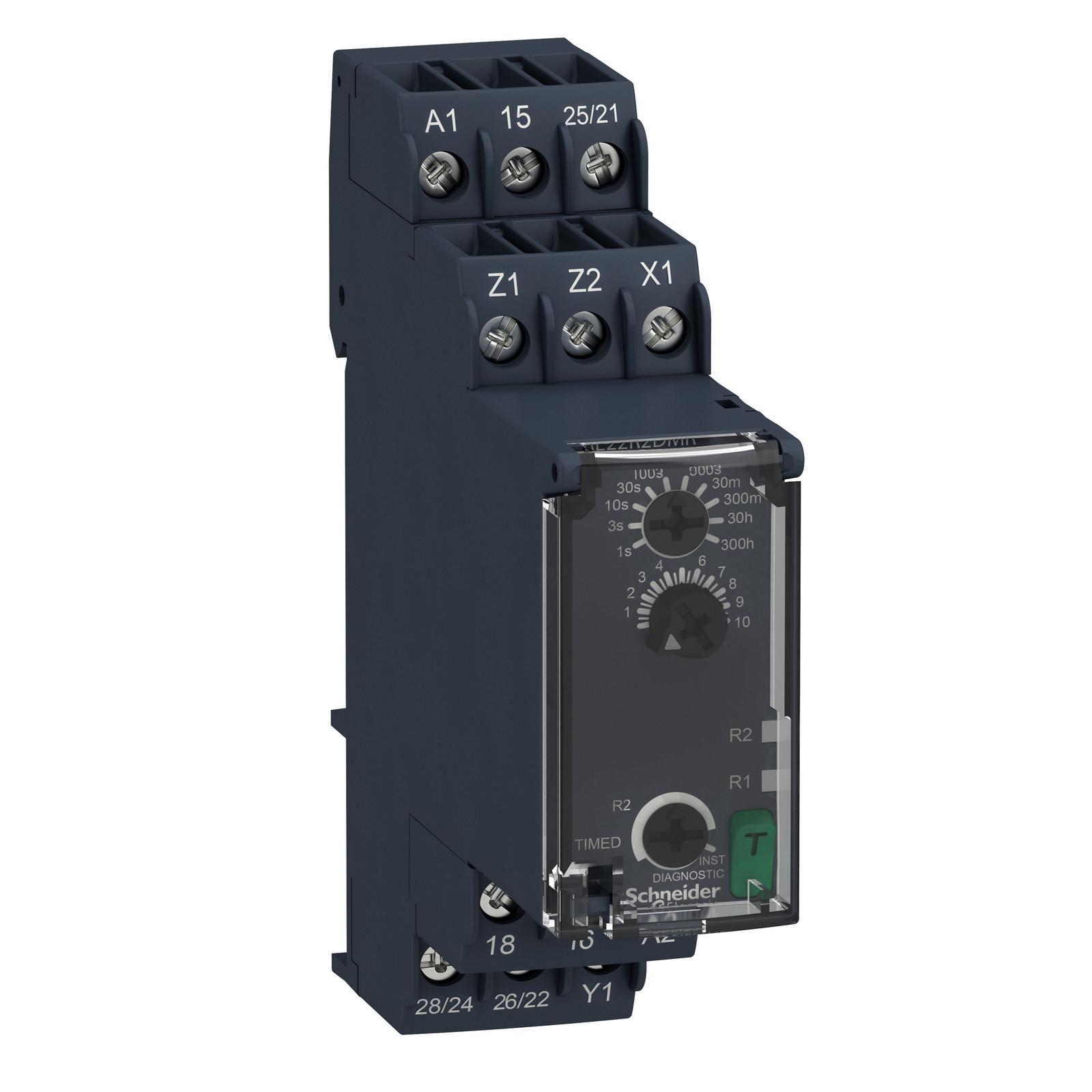 Modular timing relay, Harmony, 8A, 2CO, 0.05s...300h, interval relay, 24...240V AC DC