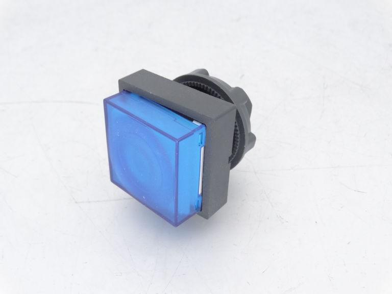 Head for illuminated push button, Harmony XB5, plastic, blue square projecting, 22mm, universal LED,