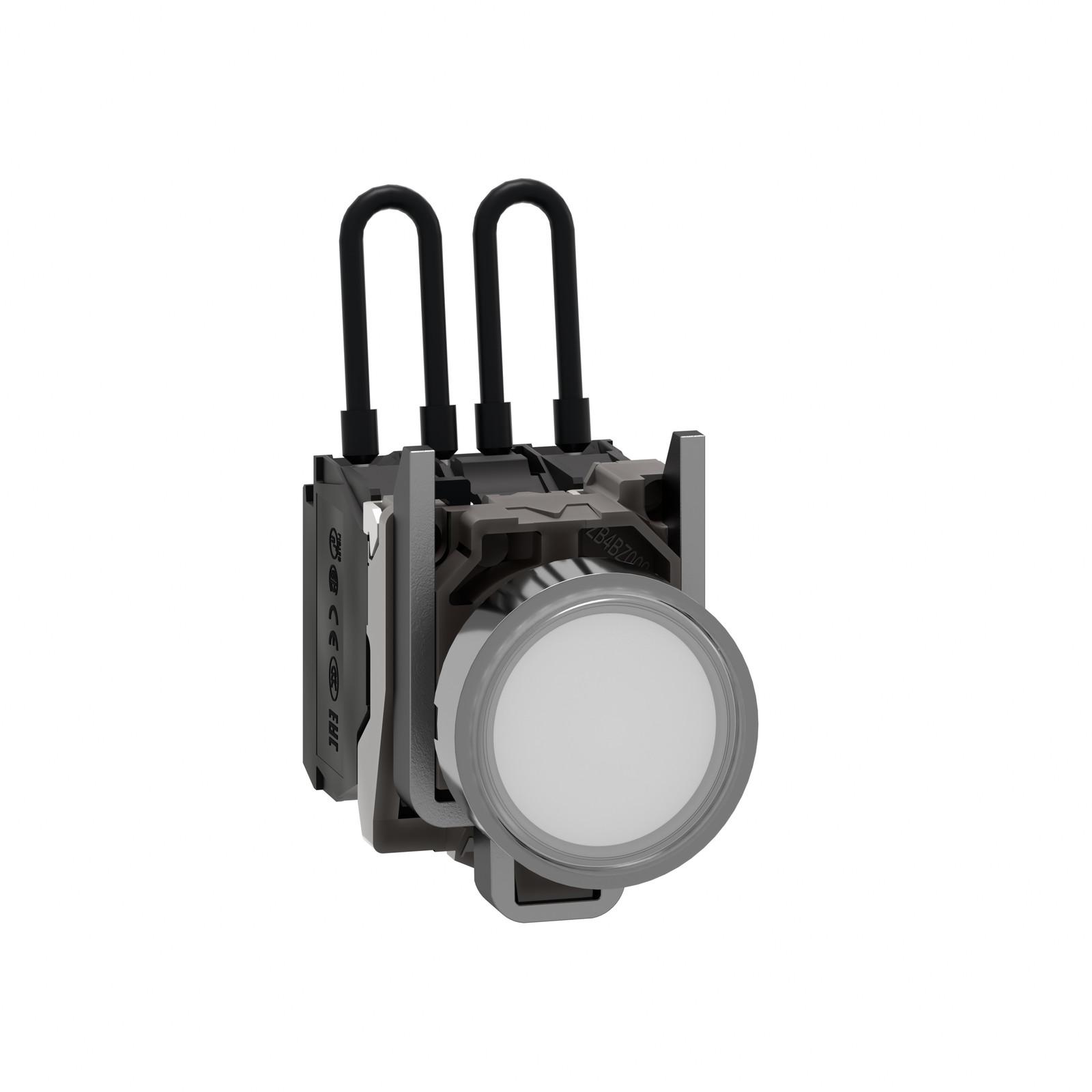 Push-to-test pilot light, Harmony XB4, metal, white, universal LED, screw clamp terminals, 24V