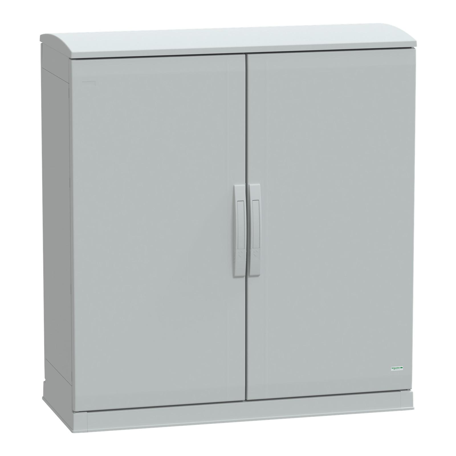 Floor standing polyester enclosure, Thalassa PLA, open bottom, ventilated canopy, 1000x1000x420mm, IP44, IK10