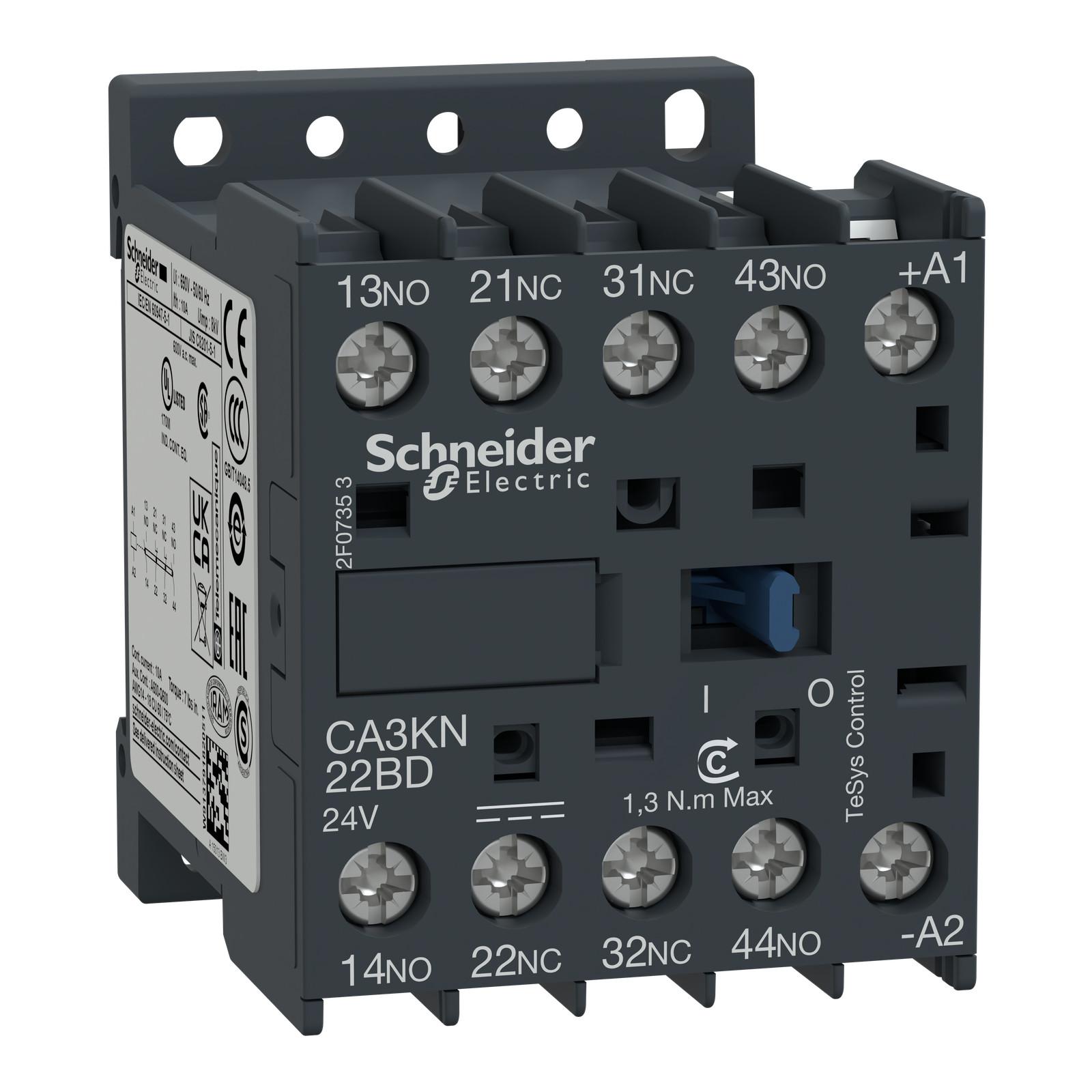 Control relay, TeSys K, 2 NO + 2 NC, lt or eq to 690V, 12VDC standard coil