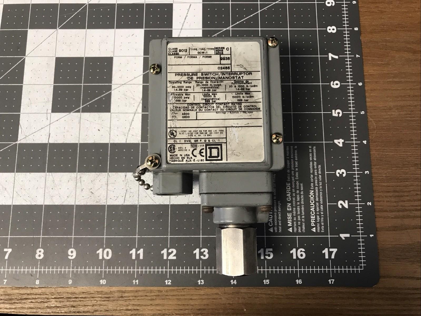 Pressure switch 9012G, adjustable scale, 2 thresholds, 20 to 1000 PSIG