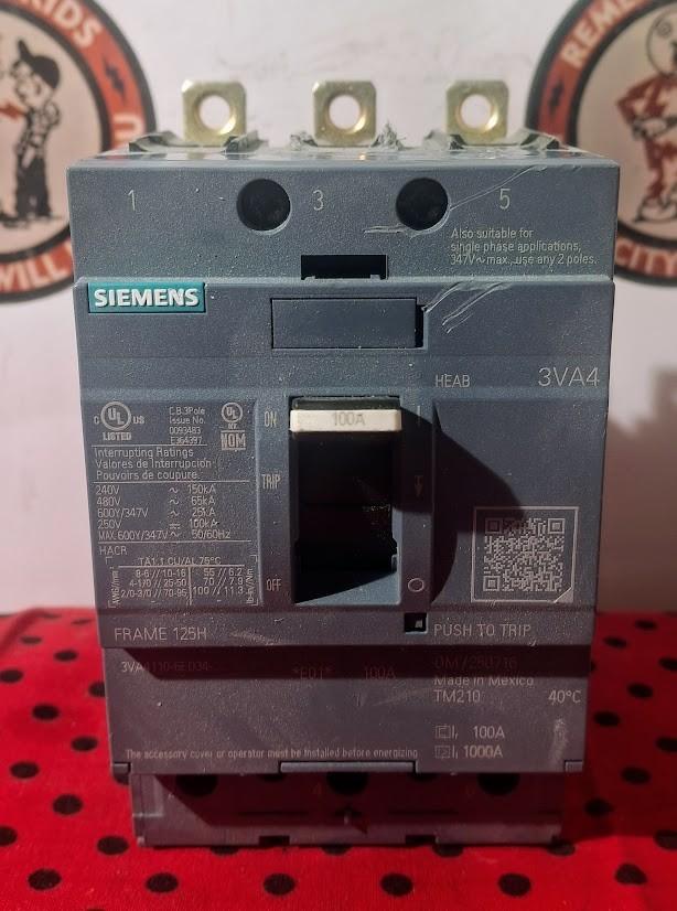BRKR 3VA41 3P 100A 65KA FTFM LD LUG