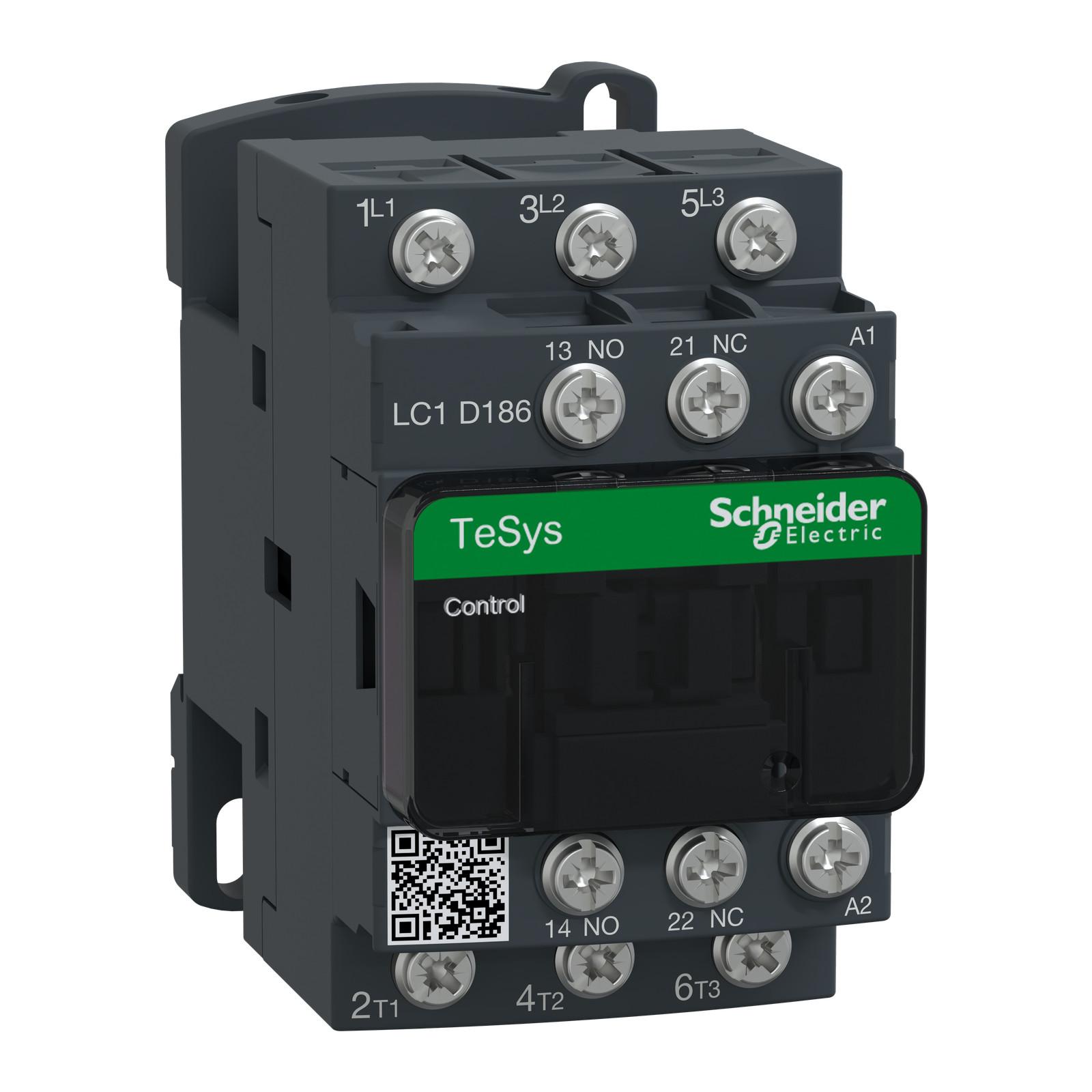 IEC contactor, TeSys Deca, nonreversing, 18A, 10HP at 480VAC, 3 phase, 3 pole, 3 NO, 230VAC 50/60Hz coil, open style