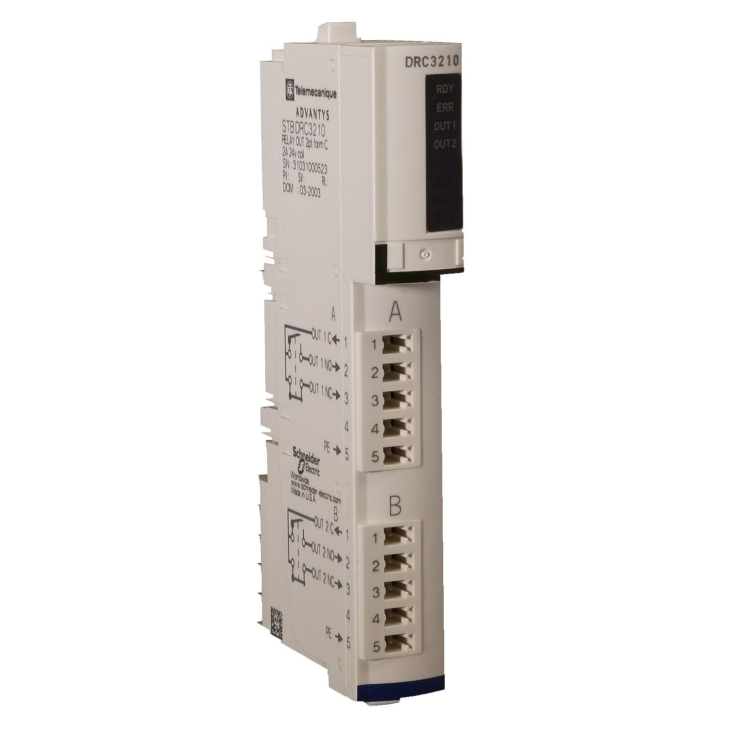 Advantys STBDRC3210 2-Output Modules 2A 24VDC Relay STBXBA2400 Rack