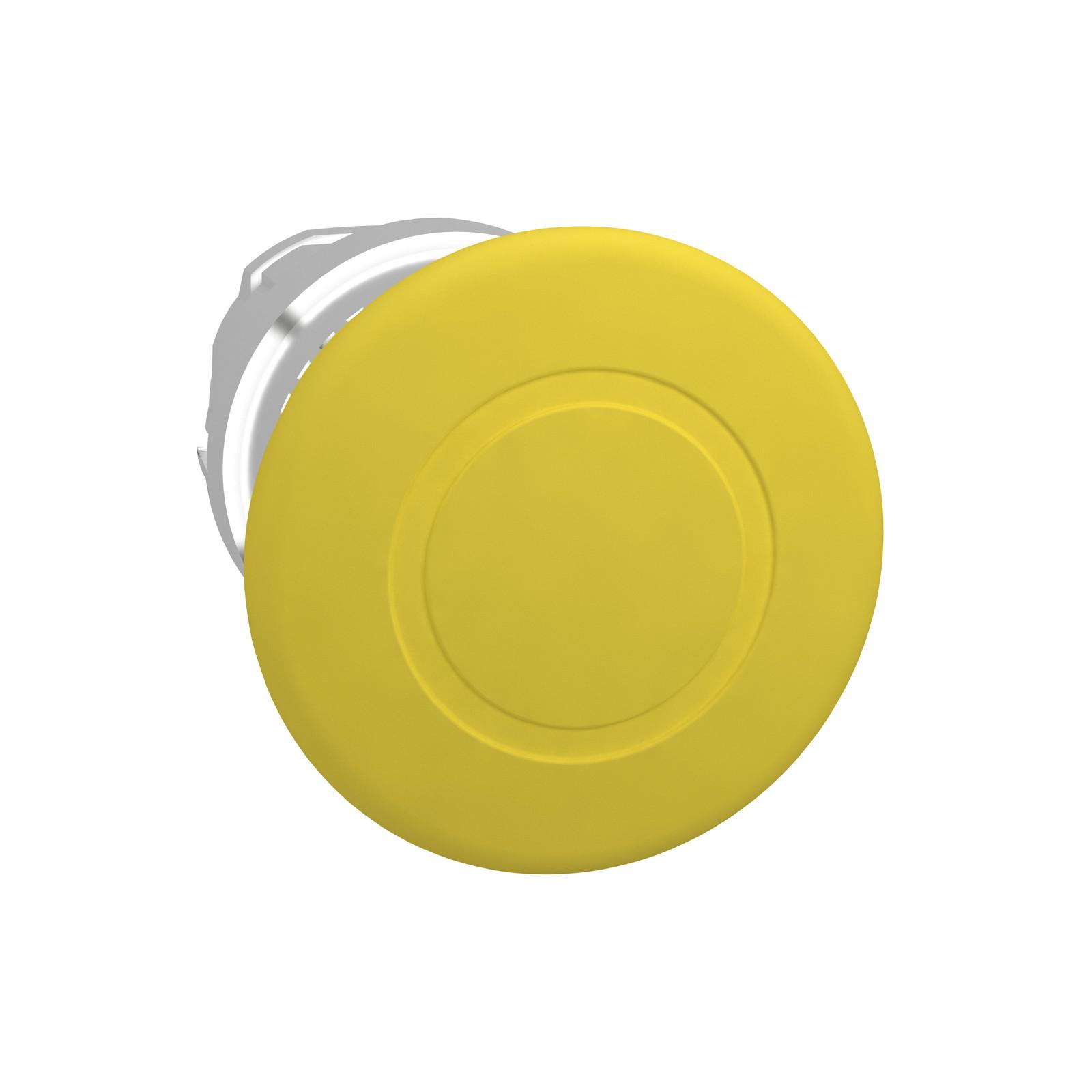 Mushroom push button head 40mm, Harmony XB4, metal, yellow, 22mm, latching push pull
