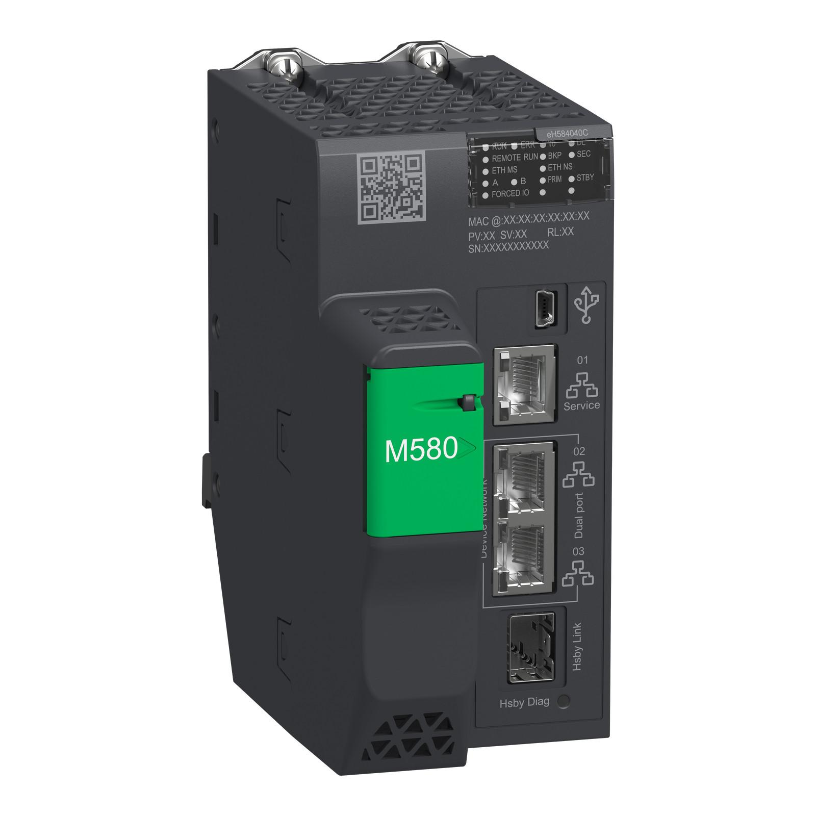 redundant processor, Modicon M580, 16MB, 61 Ethernet devices, 16 remote IO racks of X80 and Quantum, conformal coating