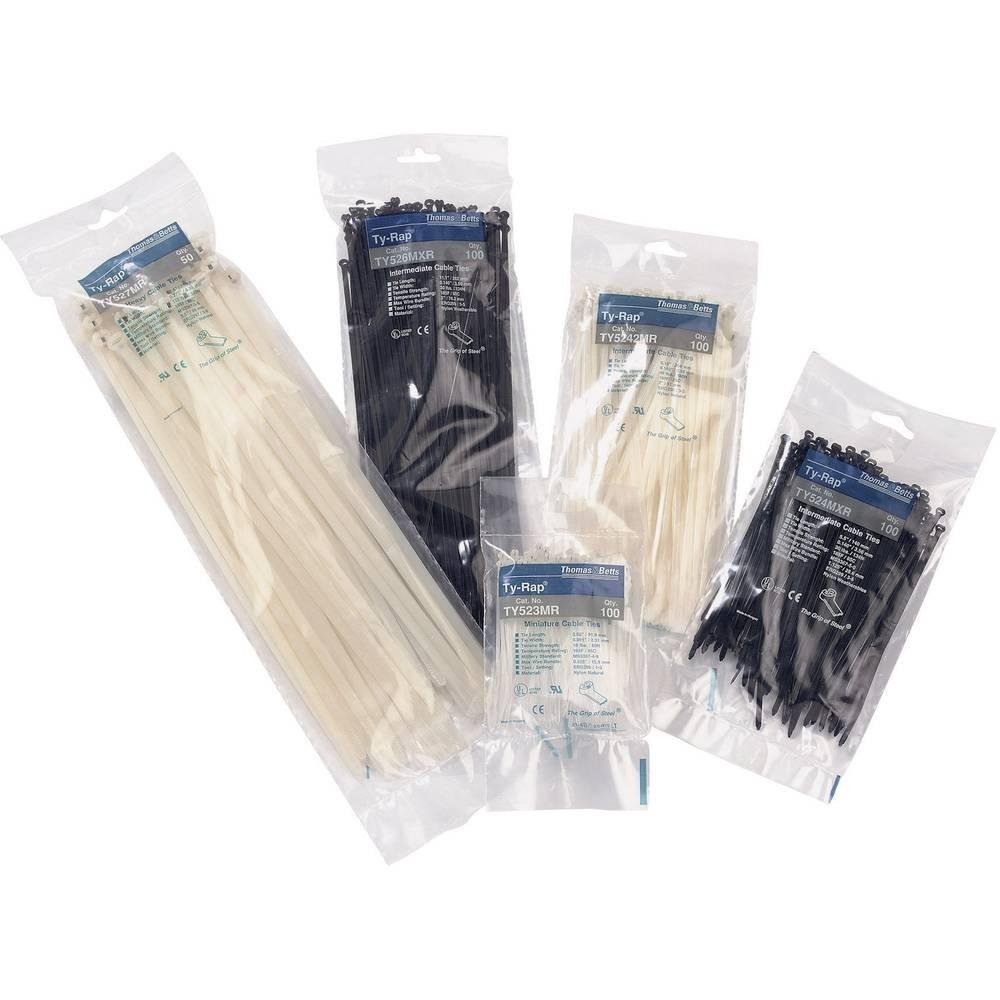 High Performance Cable Tie, Black Color Nylon 6.6, Length of 457mm (18 Inches) for Bundle Diameter up to 127mm (5 Inches), Width of 6.9mm (0.27 Inch), Tensile Strength Rating of 534 Newtons (120 Pounds), Operating Temperature of -60 Degrees Celsius (-76 F