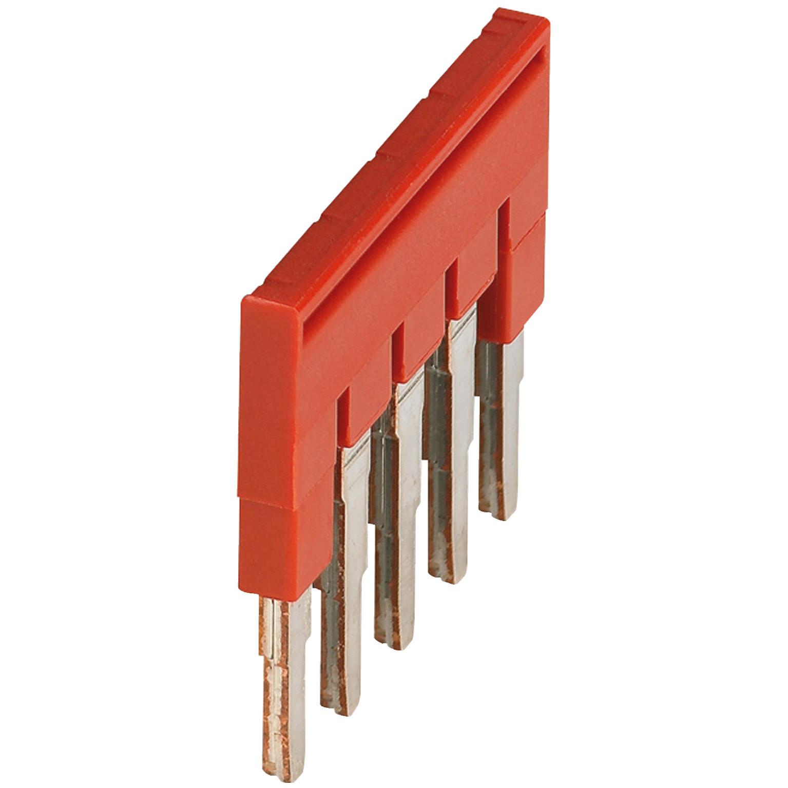 Plug-in bridge, Linergy TR, 5 points, for 4mm² terminal blocks, red, 5 ways, set of 50