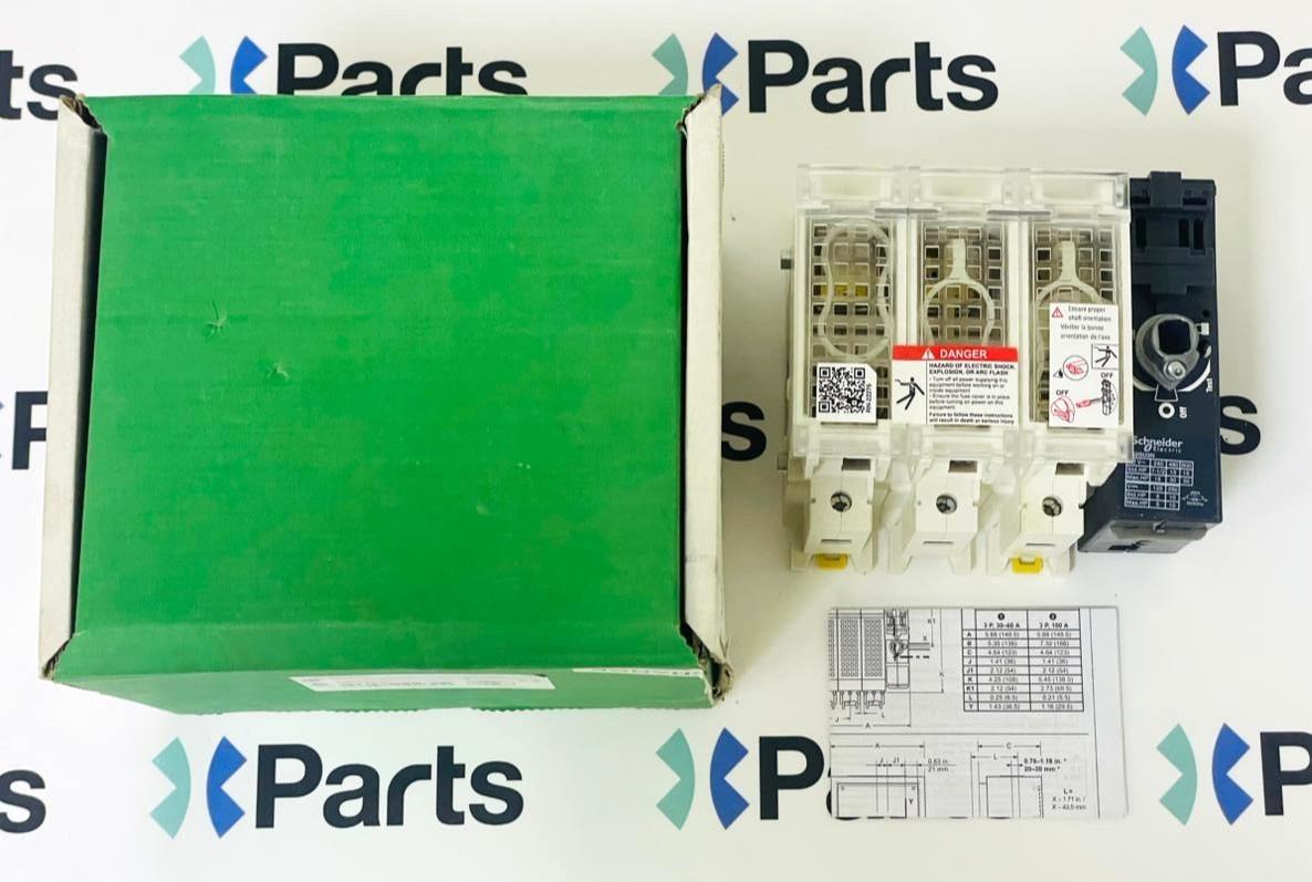 TeSys GS, disconnect switch, fuse, 3 P, 600 V, UL 60 A, Type J fuse