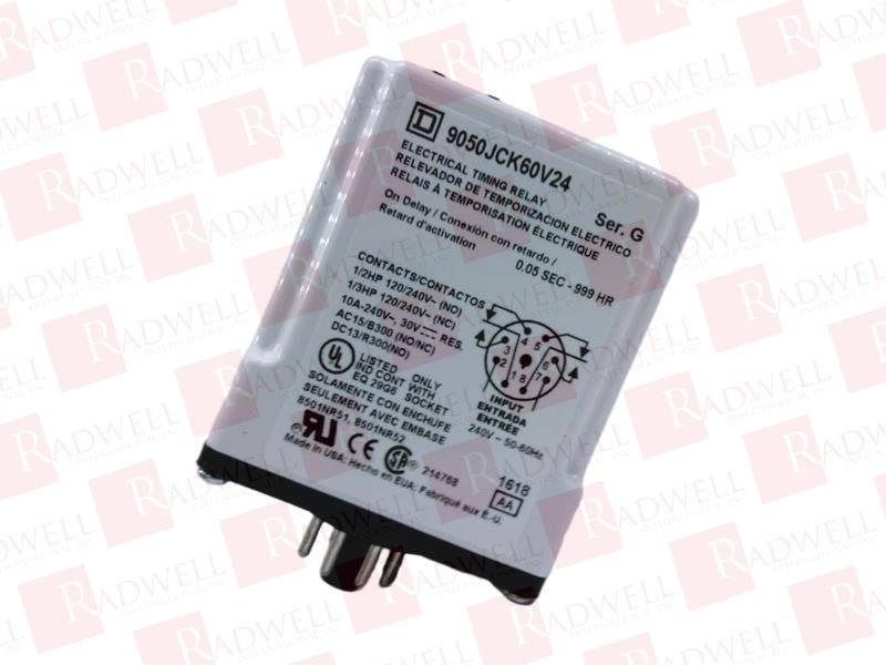 Timing Relay, Type JCK, plug In, on delay, programmable, 0.5 second to 999 hours, 10A, 240 VAC, 240 VAC 50/60 Hz