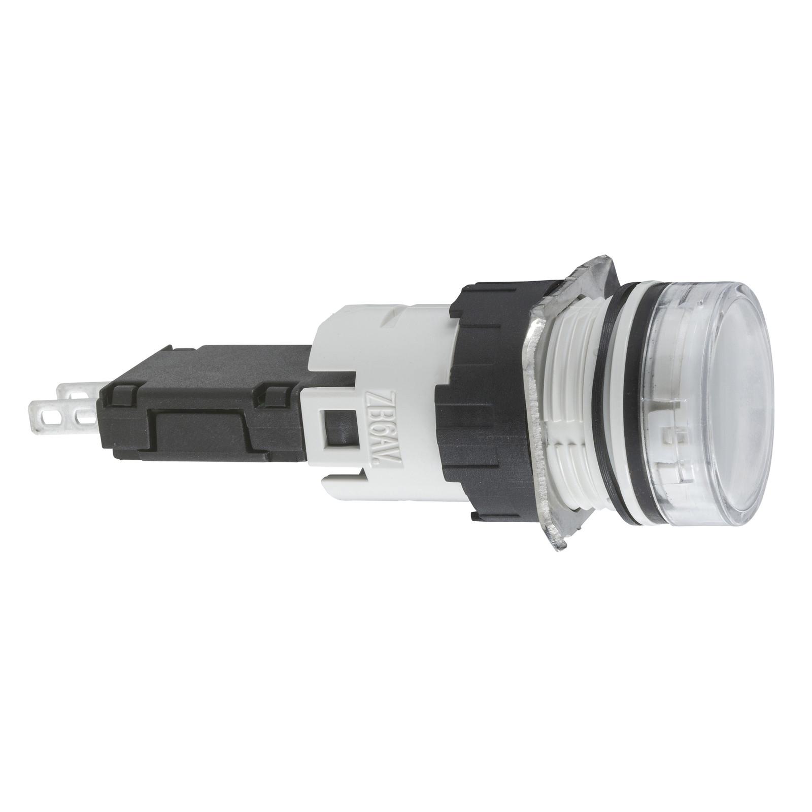 Complete pilot light, Harmony XB6, round white, plastic, 16mm, integral LED 12...24V