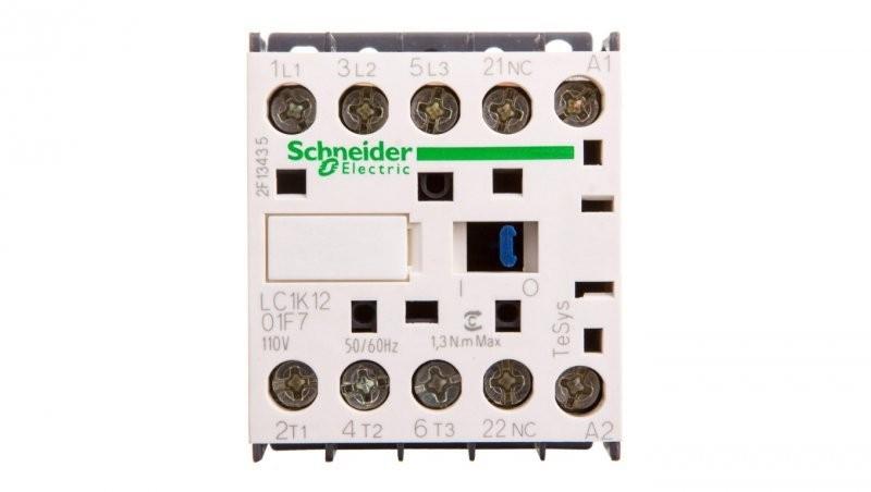 Contactor, TeSys K, 3P, AC-3, lt or eq to 440V 12 A, 1 NC aux., 110VAC coil