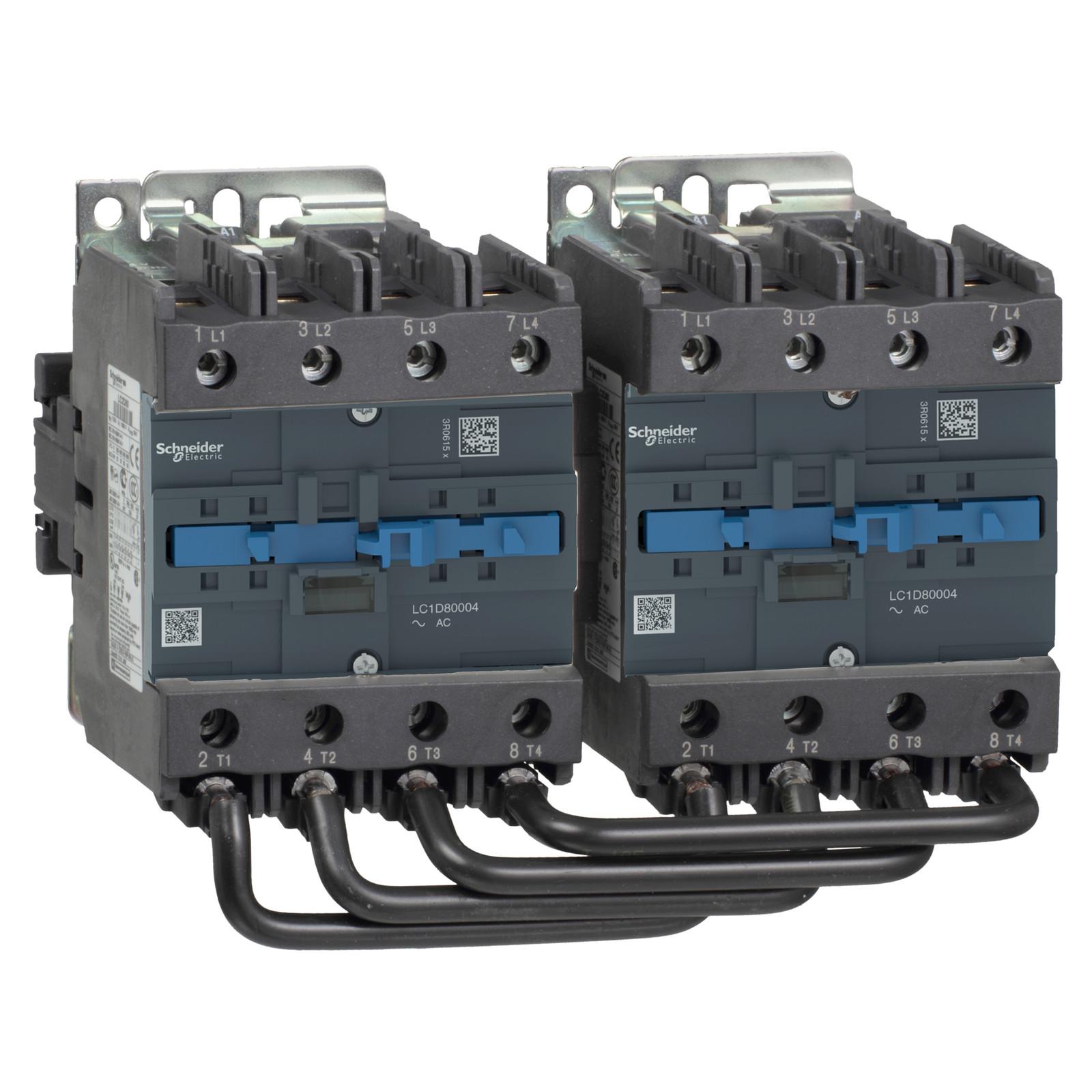 TeSys Deca changeover contactor , 4P(4 NO) , AC-1 , <= 440V, 125A, 220V AC coil
