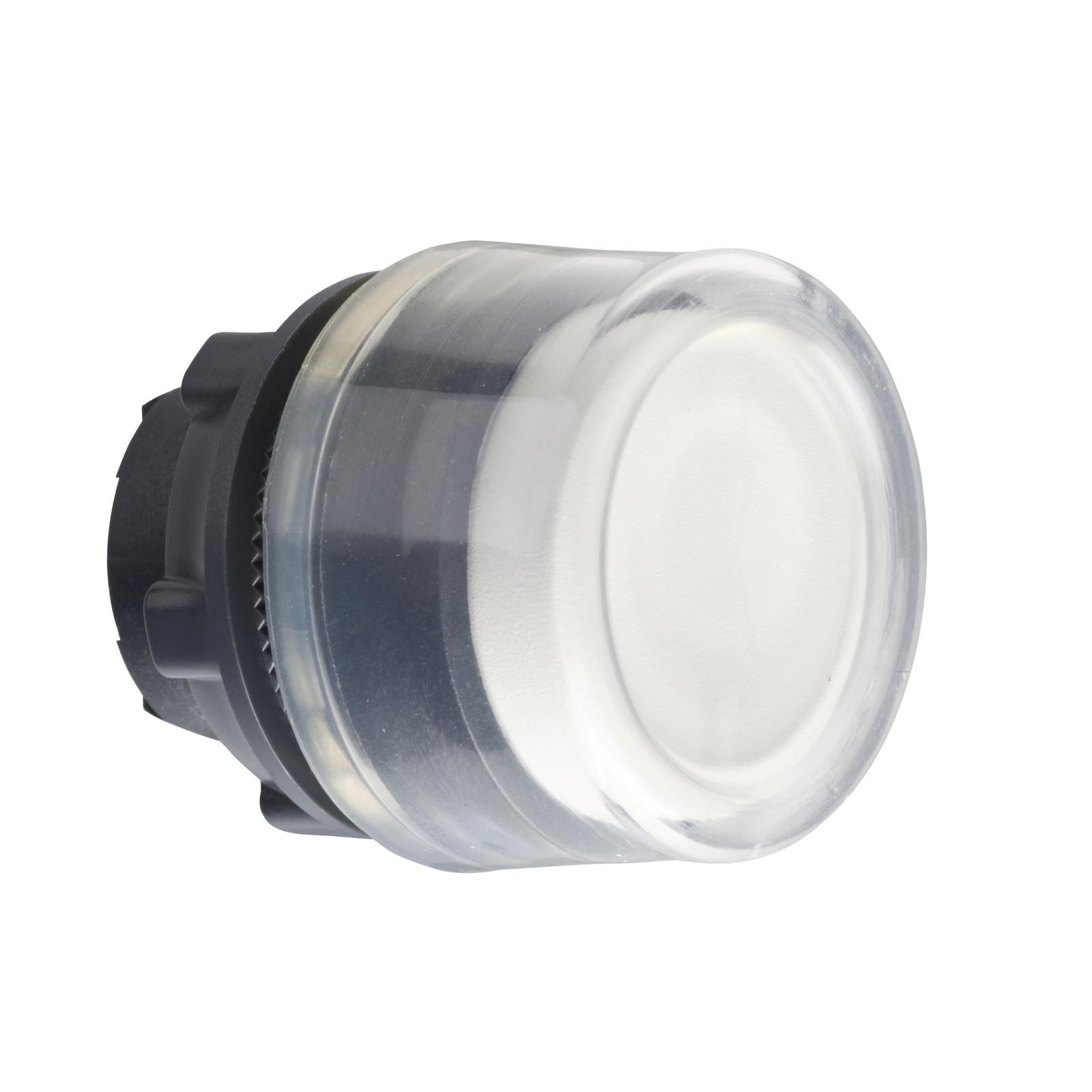 Head for non illuminated push button, Harmony XB5, XB4, white projecting, with clear boot, 22mm, spring return, unmarked
