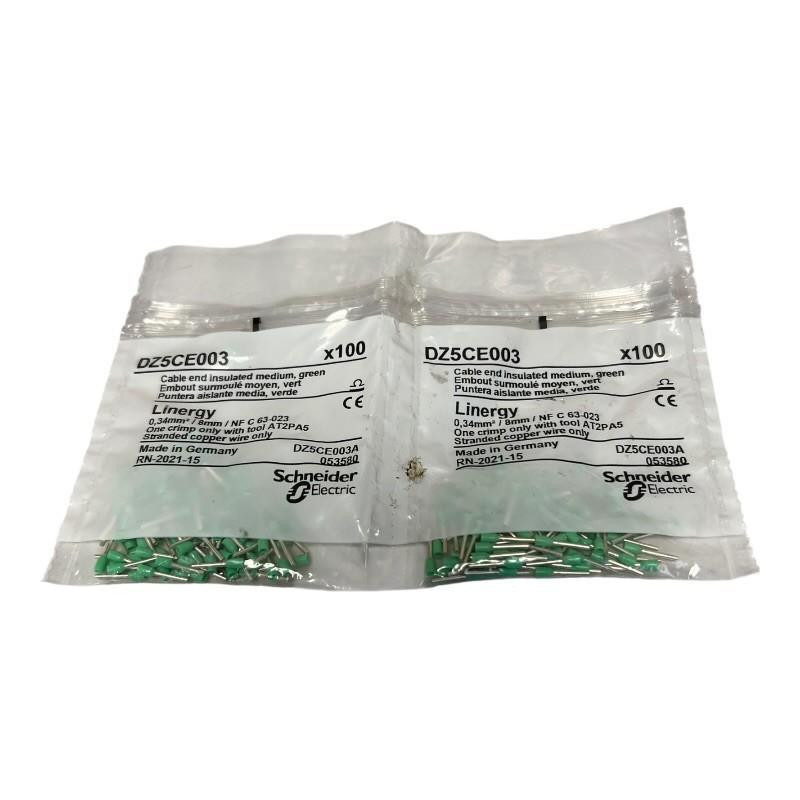 Cable ends, Linergy TR cable ends, single conductor, green, 0.34mm², medium size, 10 sets of 100