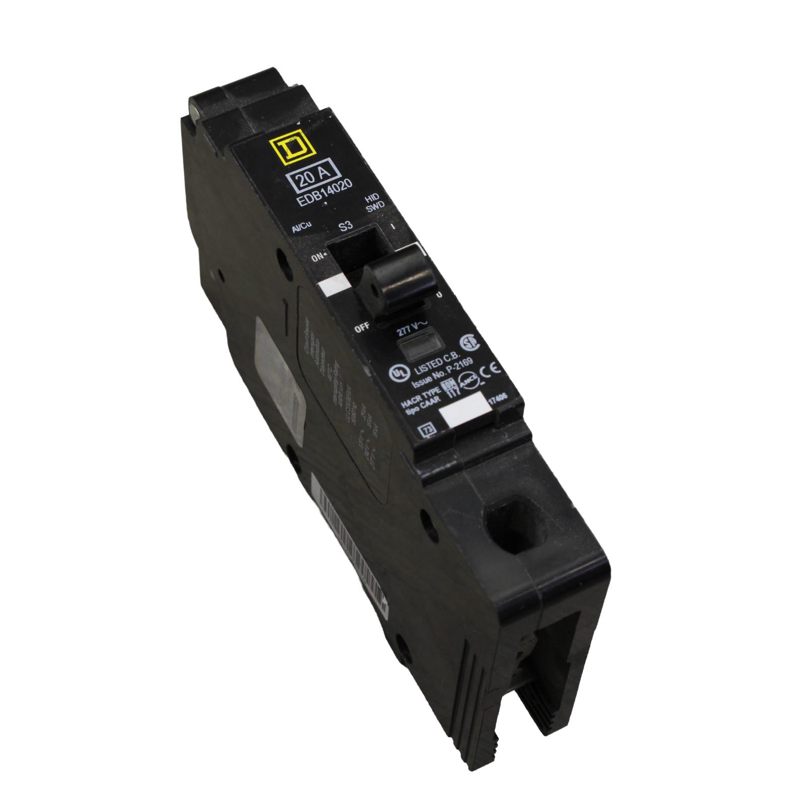 Mini circuit breaker, E-Frame, 20A, 1 pole, 277 VAC, 25 kA max, bolt on