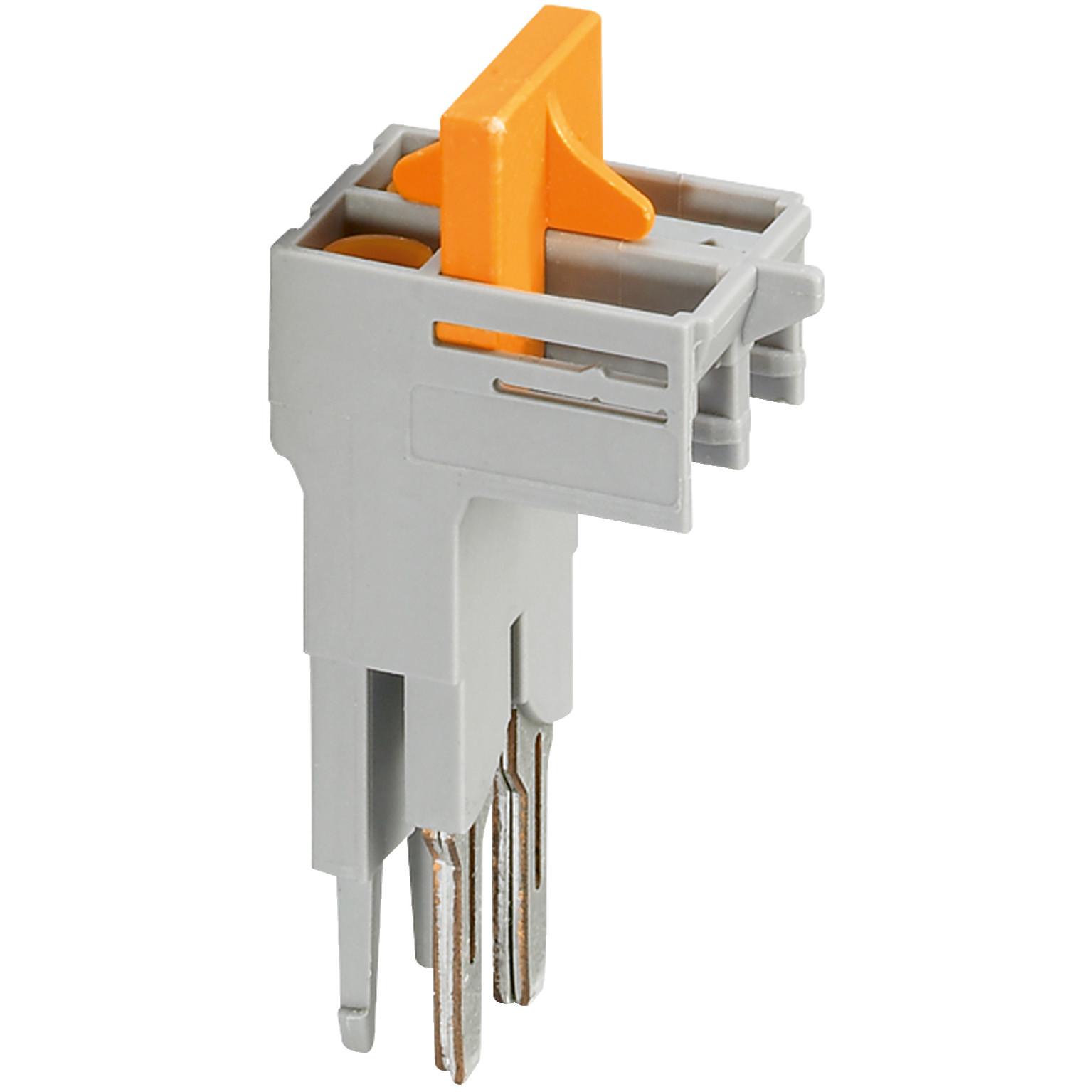 Switching jumper, Linergy TR, 2 points, for NSYTRV62TTD terminal, pluggable, orange, set of 10