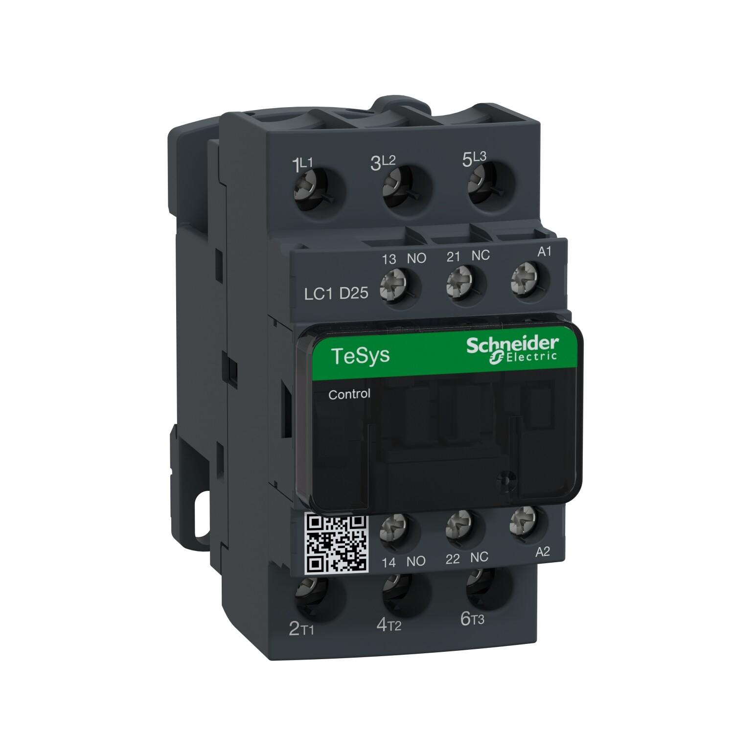IEC contactor, TeSys Deca, nonreversing, 25A, 15HP at 480VAC, up to 100kA SCCR, 3 phase, 3 NO, 48VAC 50/60Hz coil, open