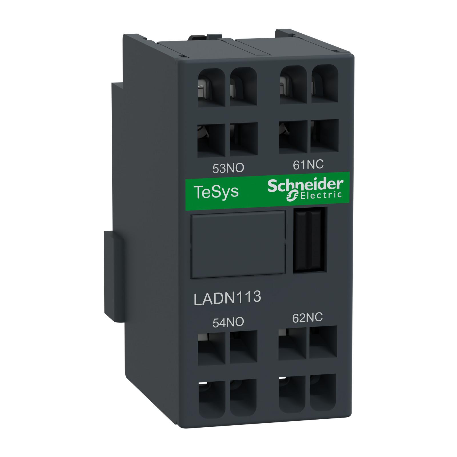 Auxiliary contact block, TeSys Deca, 1NO + 1NC, front mounting, spring terminals