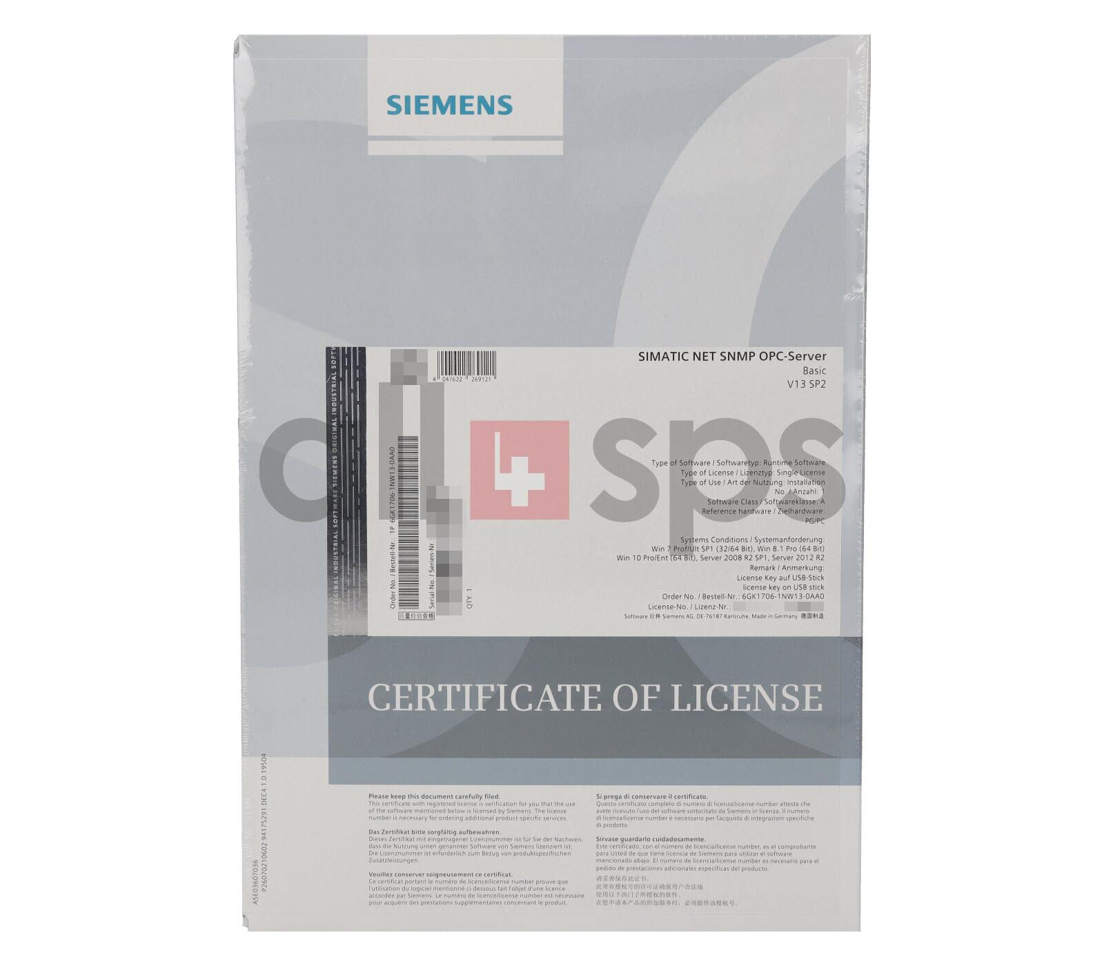 SIMATIC NET SNMP OPC SERVER BASIC V13 SP2 6GK1706-1NW13-0AA0 NS)