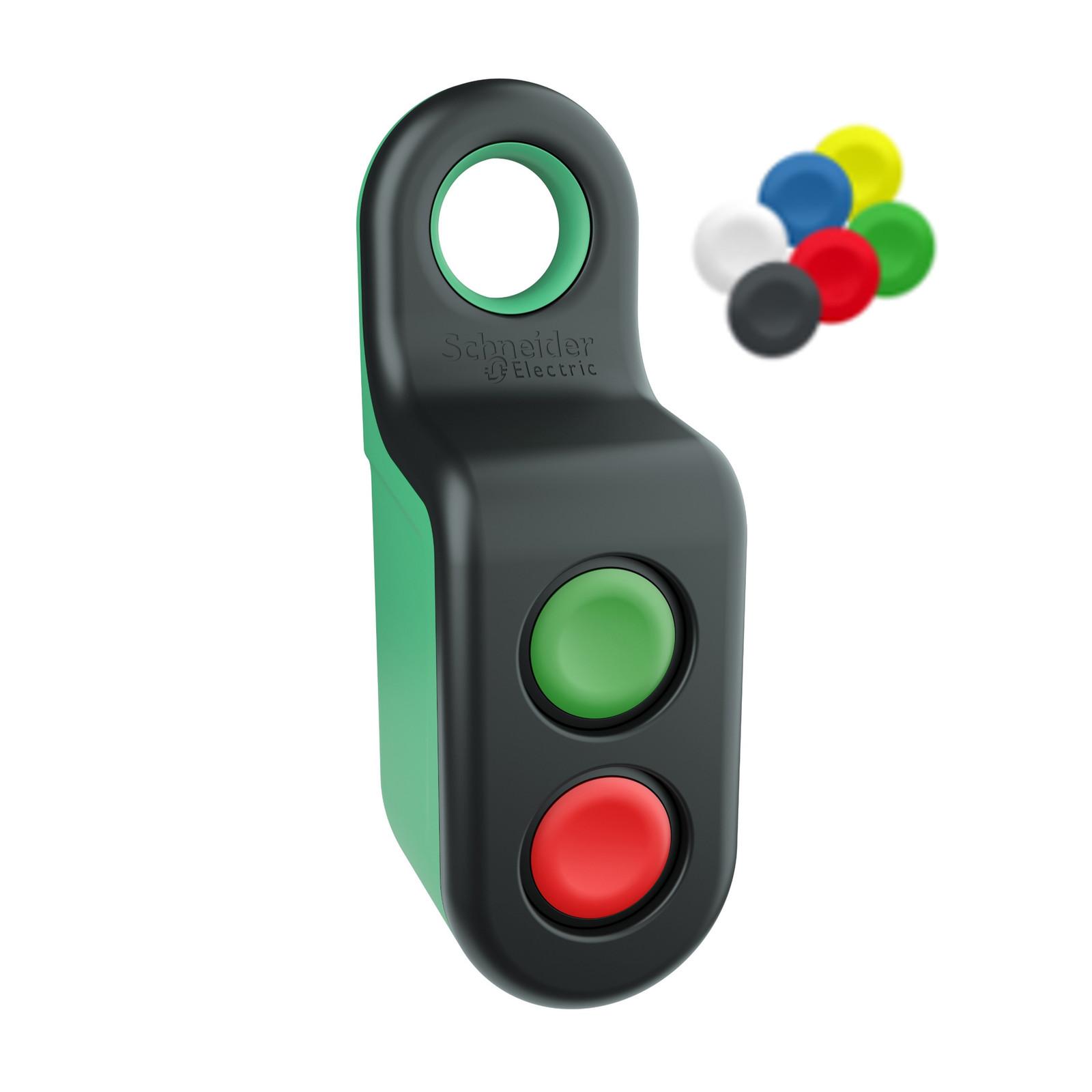 Wireless and batteryless transmitter, Harmony XB5R, plastic, black, 2 doubles action, UP DOWN push buttons