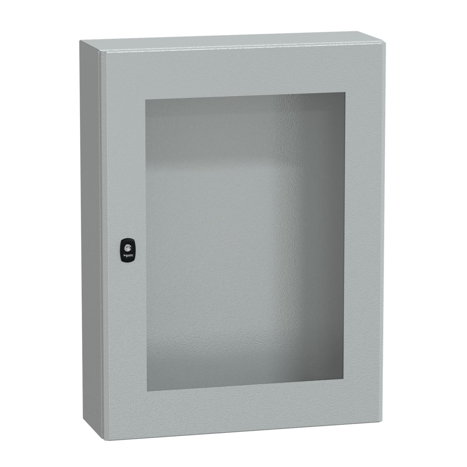 Wall mounted steel enclosure, Spacial S3D, transparent door, without mounting plate, 800x600x200mm, IP66, IK08