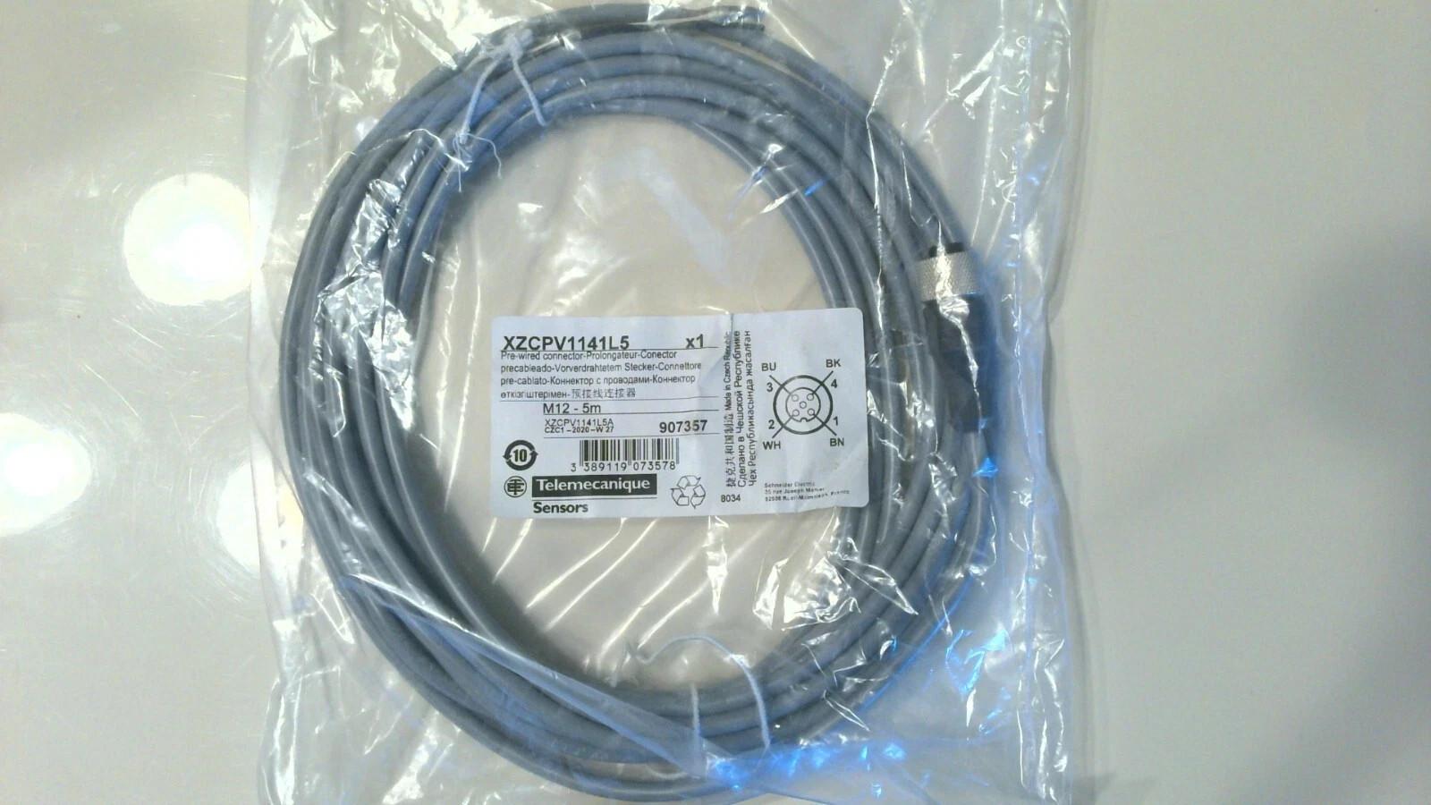 Pre wired connectors XZ, straight female, M12, 4 pins, cable PVC 5 m