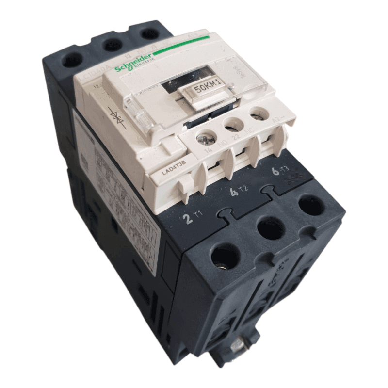 IEC contactor, TeSys Deca, nonreversing, 40A, 30HP at 480VAC, up to 100kA SCCR, 3 phase, 3 NO, 24VDC coil, open style