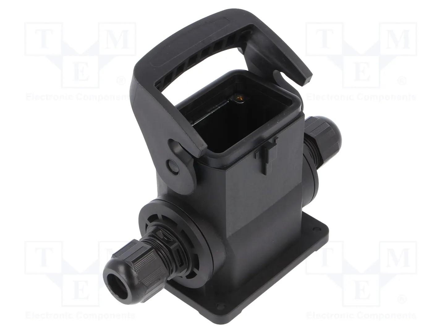 Surface mounted housing, With integrated cable gland, Size: 6 B, Single locking lever, Polyamide (PA), Fibre-glass reinforced, Side entry, 2x M20