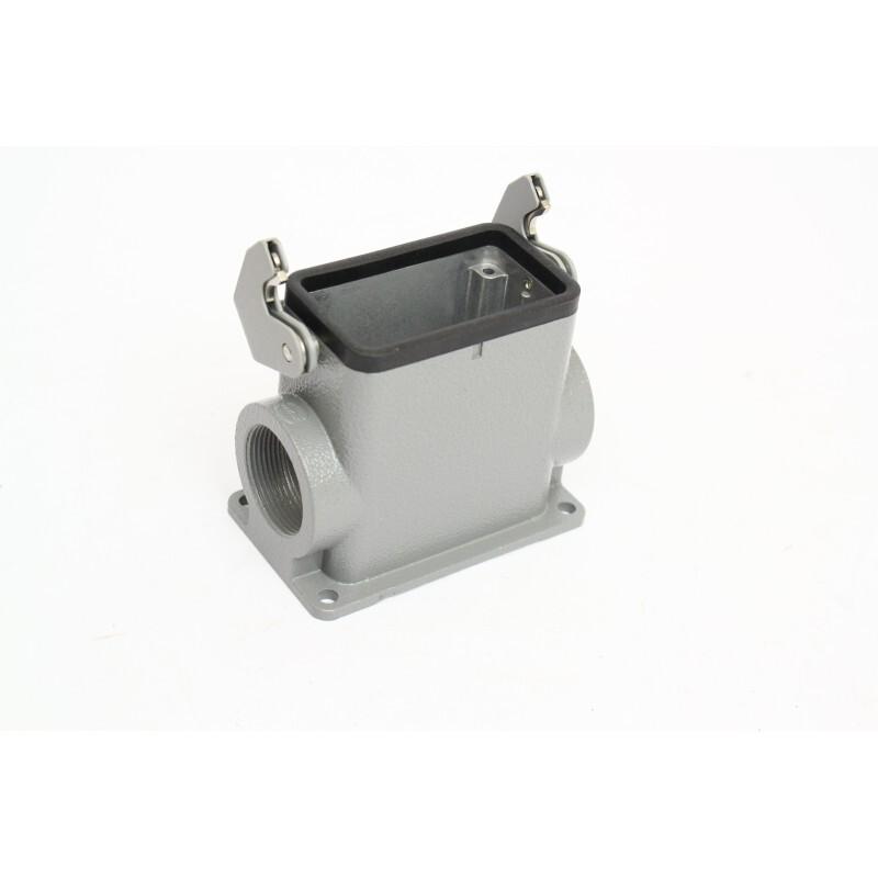 Surface mounted housing, Size: 10 B, High construction, Single locking lever, Polycarbonate (PC), Stainless steel, Side entry, 2x M32
