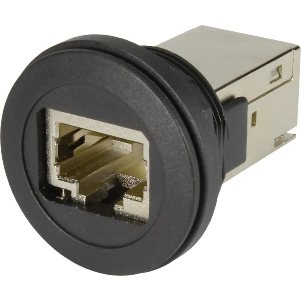 Service interfaces, RJ45, Fully shielded, 360° shielding contact, Cat. 6, Class E up to 250 MHz, Connection type: Jack to jack