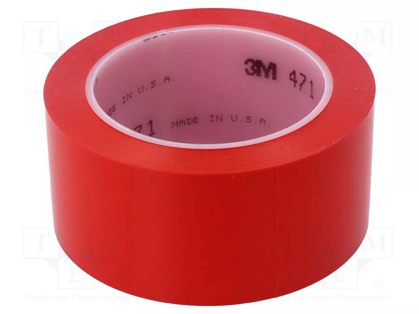 3M Vinyl Tape 471, Red, 2 in x 36 yd, 5.2 mil, 24 rolls per case