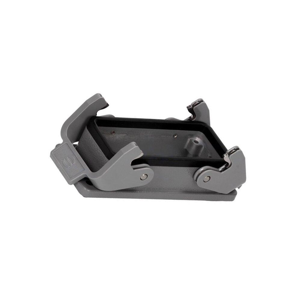 Bulkhead mounted housing, Size: 16 B, Low construction, Double locking lever, Polycarbonate (PC), Stainless steel